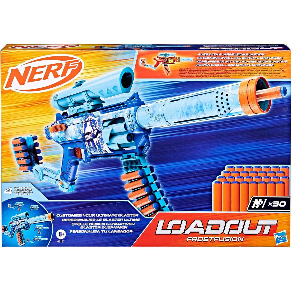Nerf Loadout FrostFusion Blaster with 4 Interchangeable Attachments and 30 N1 Darts Blue - Image 3
