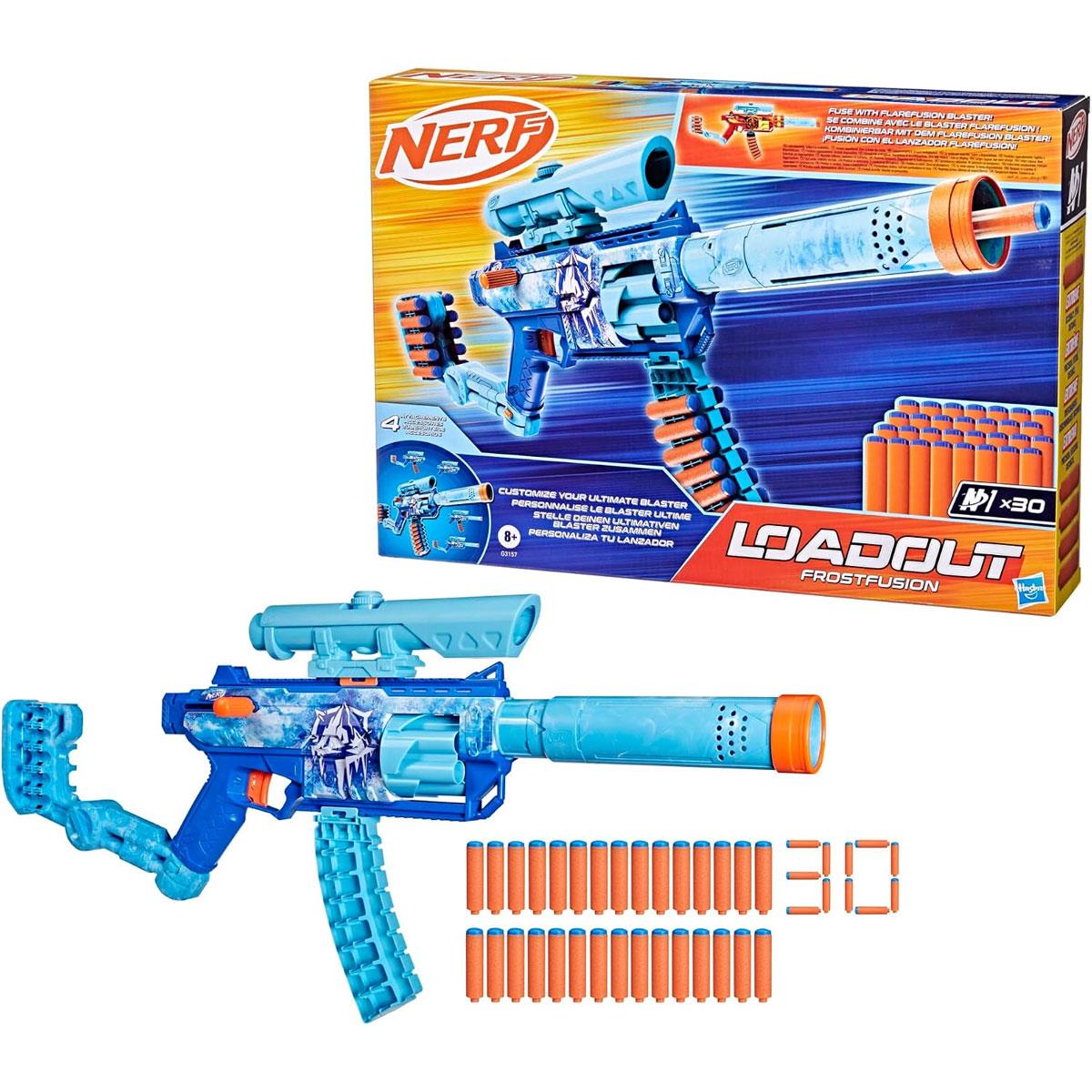 Nerf Loadout FrostFusion Blaster with 4 Interchangeable Attachments and 30 N1 Darts Blue - Image 9