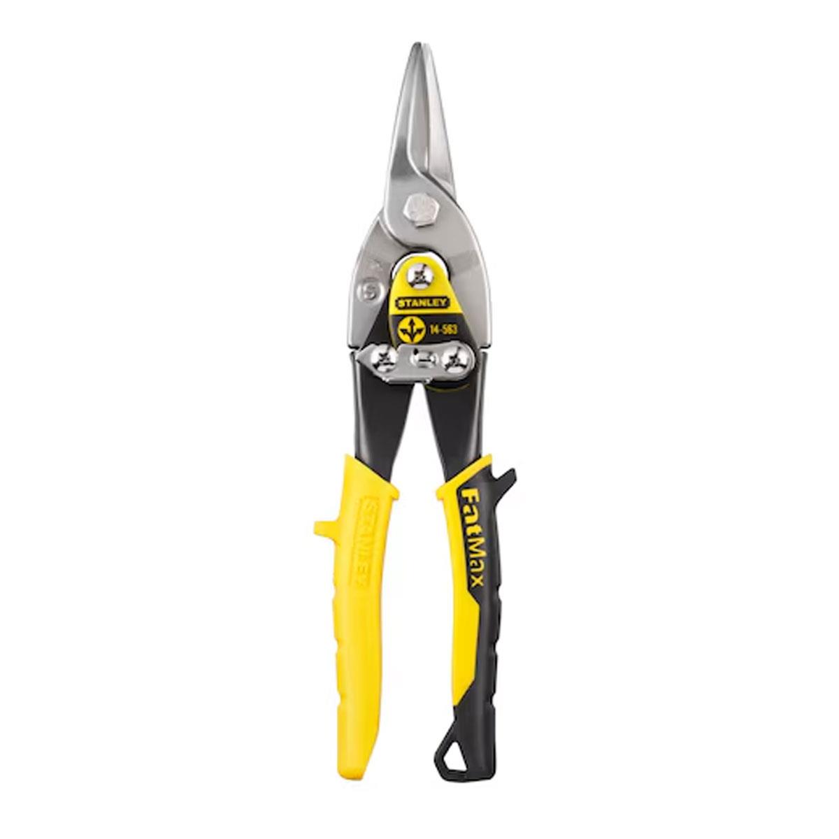 Stanley FatMax Straight Cut Aviation Snips 250mm - Black/Yellow Chrome Molybdenum Steel Holster