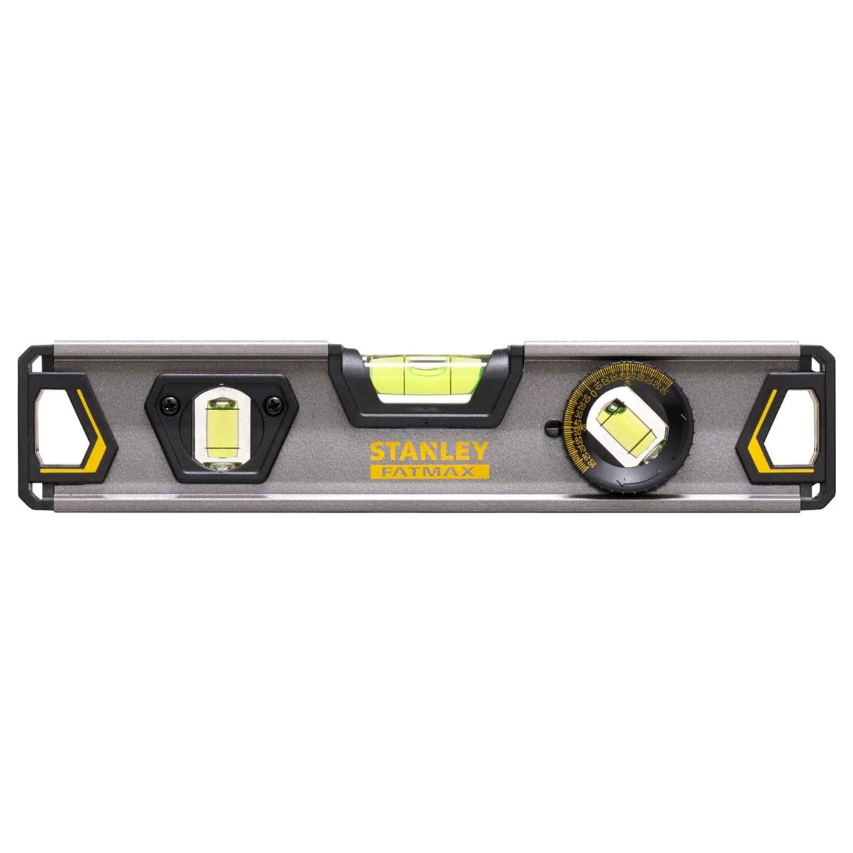 Stanley FatMax XTHT0-42495 Torpedo Spirit Level 230mm - Black Aluminium Body 0.5mm/m Accuracy Rotating Vial