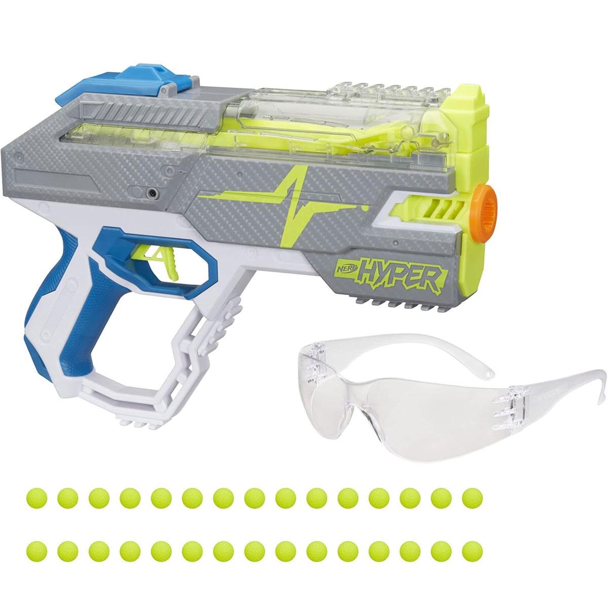 Nerf Hyper Rush-40 Pump-Action Blaster 30 Hyper Rounds 110 FPS 40-Round Hopper Multicolor