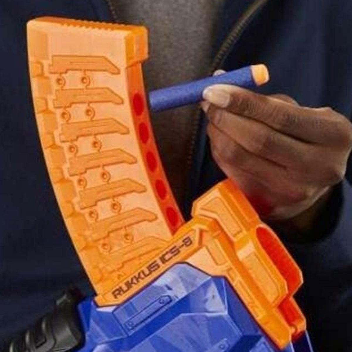 Nerf N-Strike Elite Rukkus ICS-8 Blaster with 8-Dart Indexing Clip Blue & Orange 8 Nerf Elite Darts - Image 6