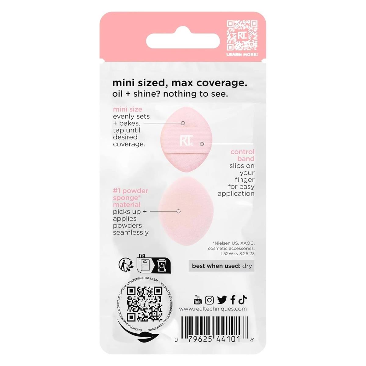 Real Techniques Mini Miracle Powder Puff Trio Makeup Sponges For Setting And Baking Pink - Image 2