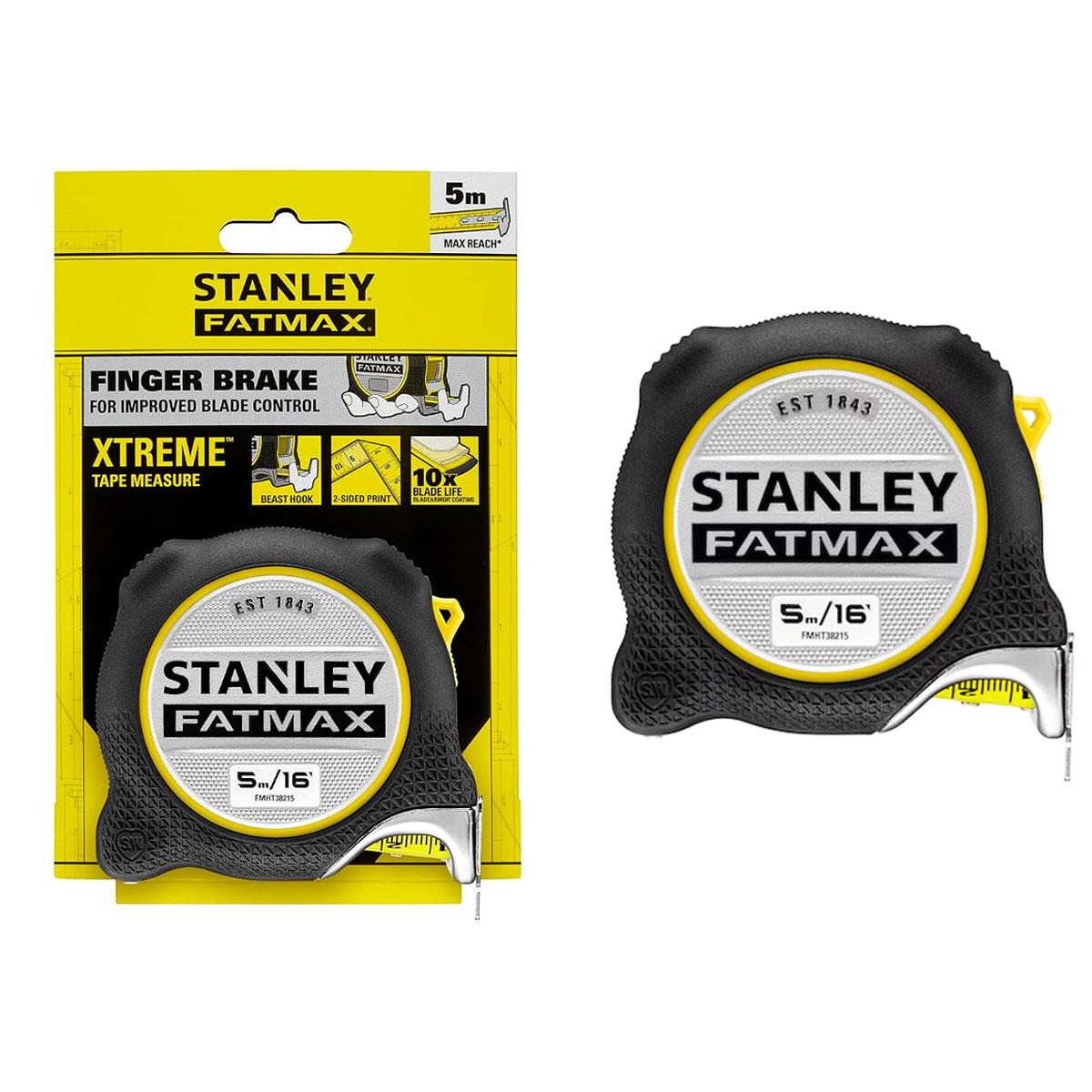 Stanley FATMAX XTREME Tape Measure 5m/16ft - Double-Sided Print Finger Brake Beast Hook BladeArmor Coating