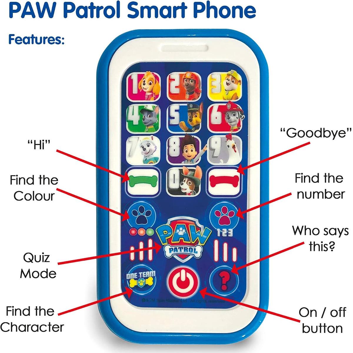Paw Patrol My First Smart Phone Toy Blue Interactive Learning Phone 4 Activities 2 AAA Batteries Ages 3+ - Image 3