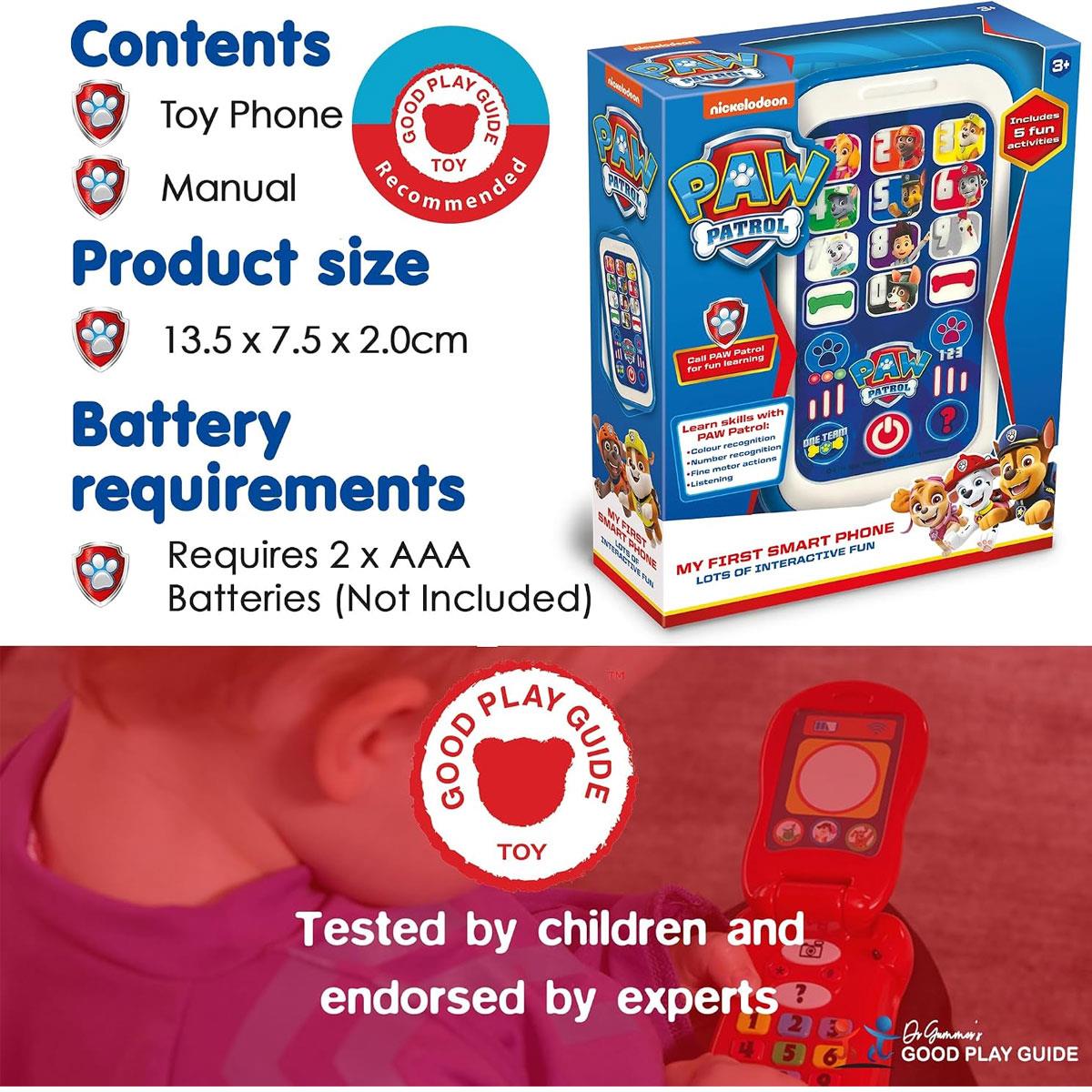 Paw Patrol My First Smart Phone Toy Blue Interactive Learning Phone 4 Activities 2 AAA Batteries Ages 3+ - Image 6