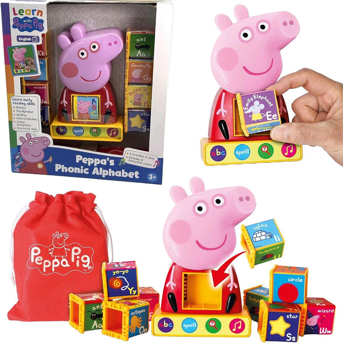 Peppa Pig Phonic Alphabet Toy - Interactive ABC Letter & Number Learning Cubes Multicolor 8-Piece Set Ages 3+
