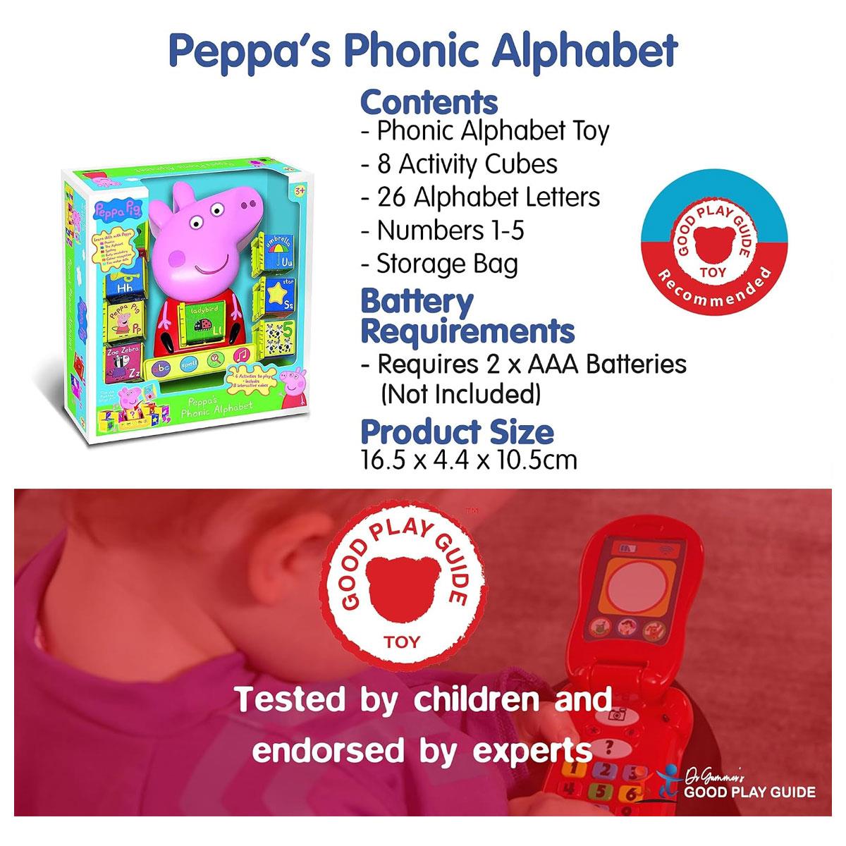Peppa Pig Phonic Alphabet Toy - Interactive ABC Letter & Number Learning Cubes Multicolor 8-Piece Set Ages 3+ - Image 6