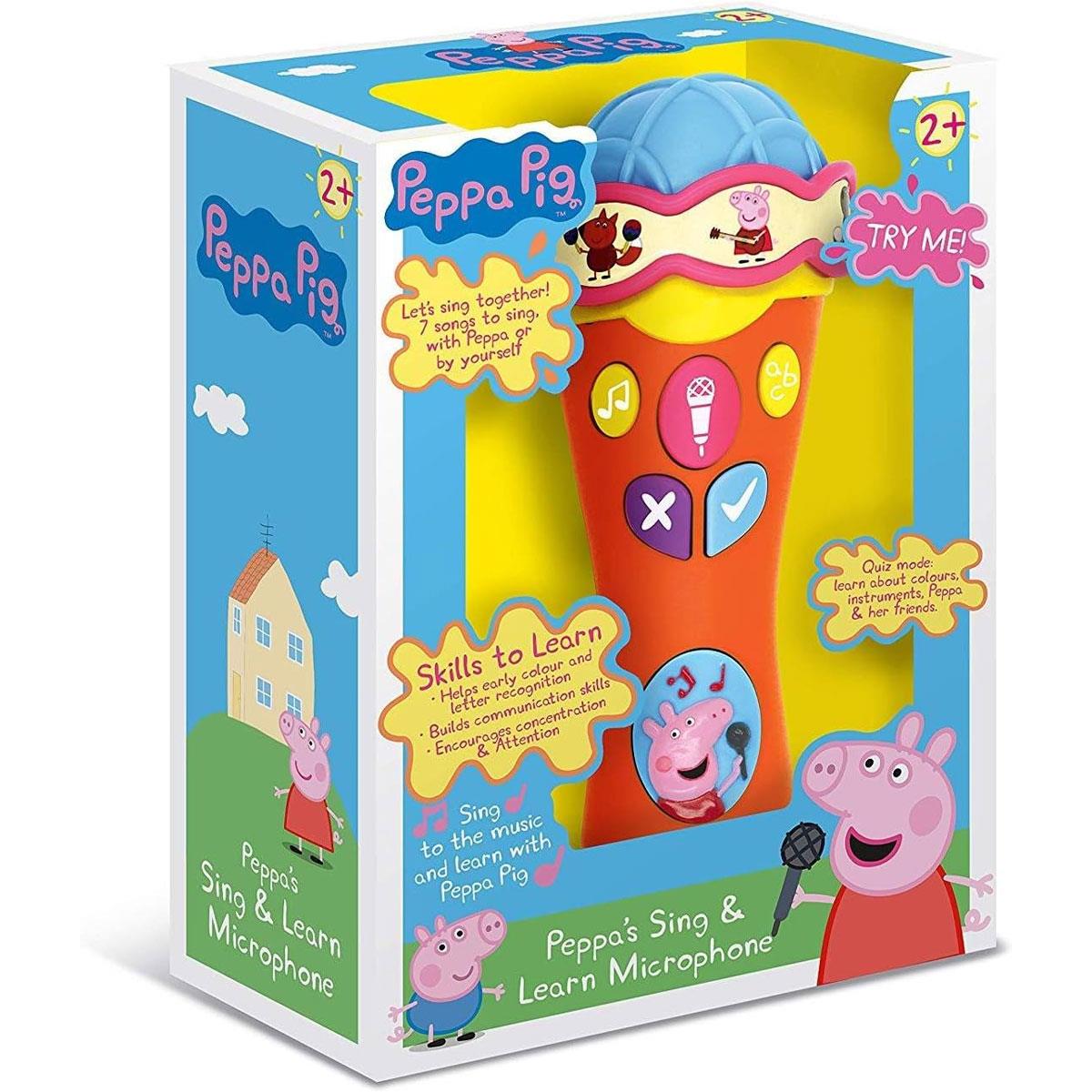 Peppa Pig Sing & Learn Microphone Electronic Toy Multicolor 7 Songs Quiz Mode Voice Amplifier Ages 2+ - Image 4