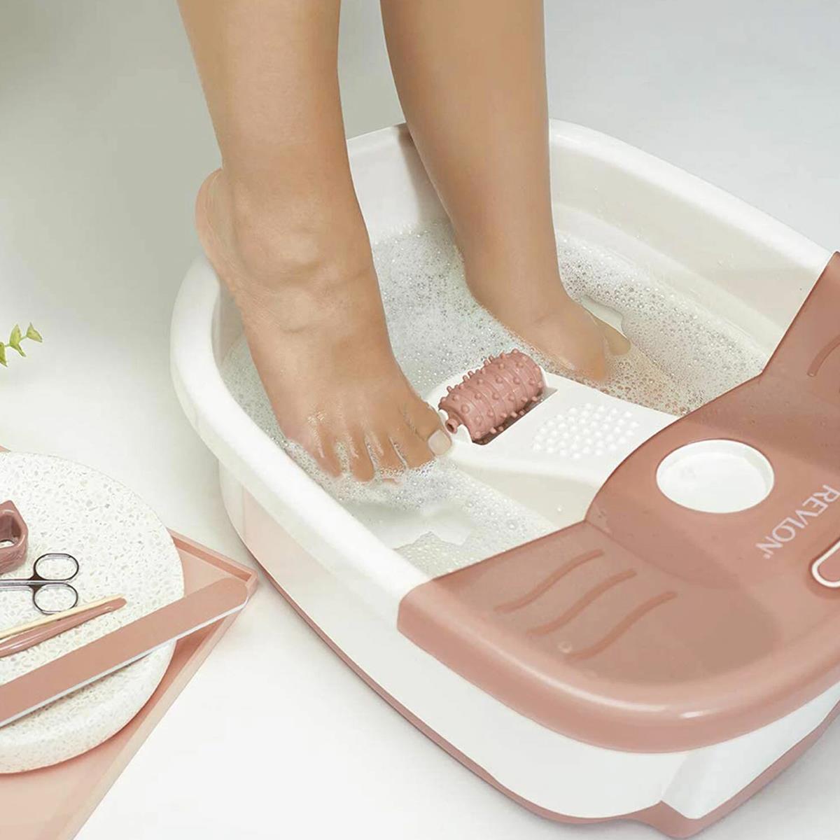 Revlon PediPrep Foot Spa Bubble Massage Pedicure Set Mechanical Roller Pumice Stone And 9 Piece Pedicure Kit Pink - Image 4