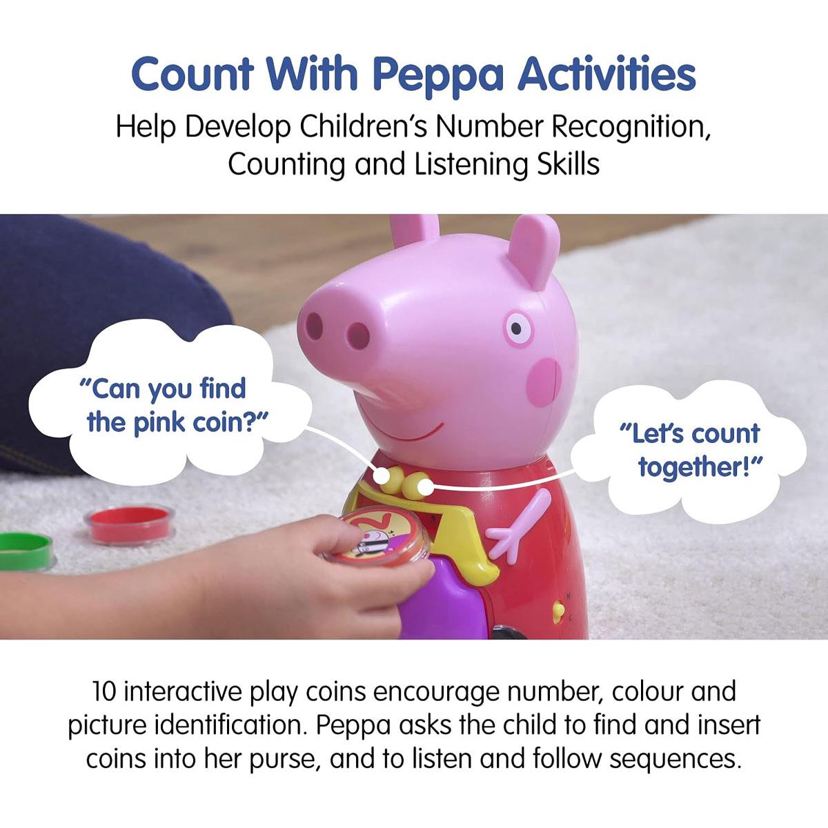 Peppa Pig Count With Peppa Interactive Learning Toy Number & Colour Recognition Counting to 10 10 Coins Multicolor 3+ Years - Image 4
