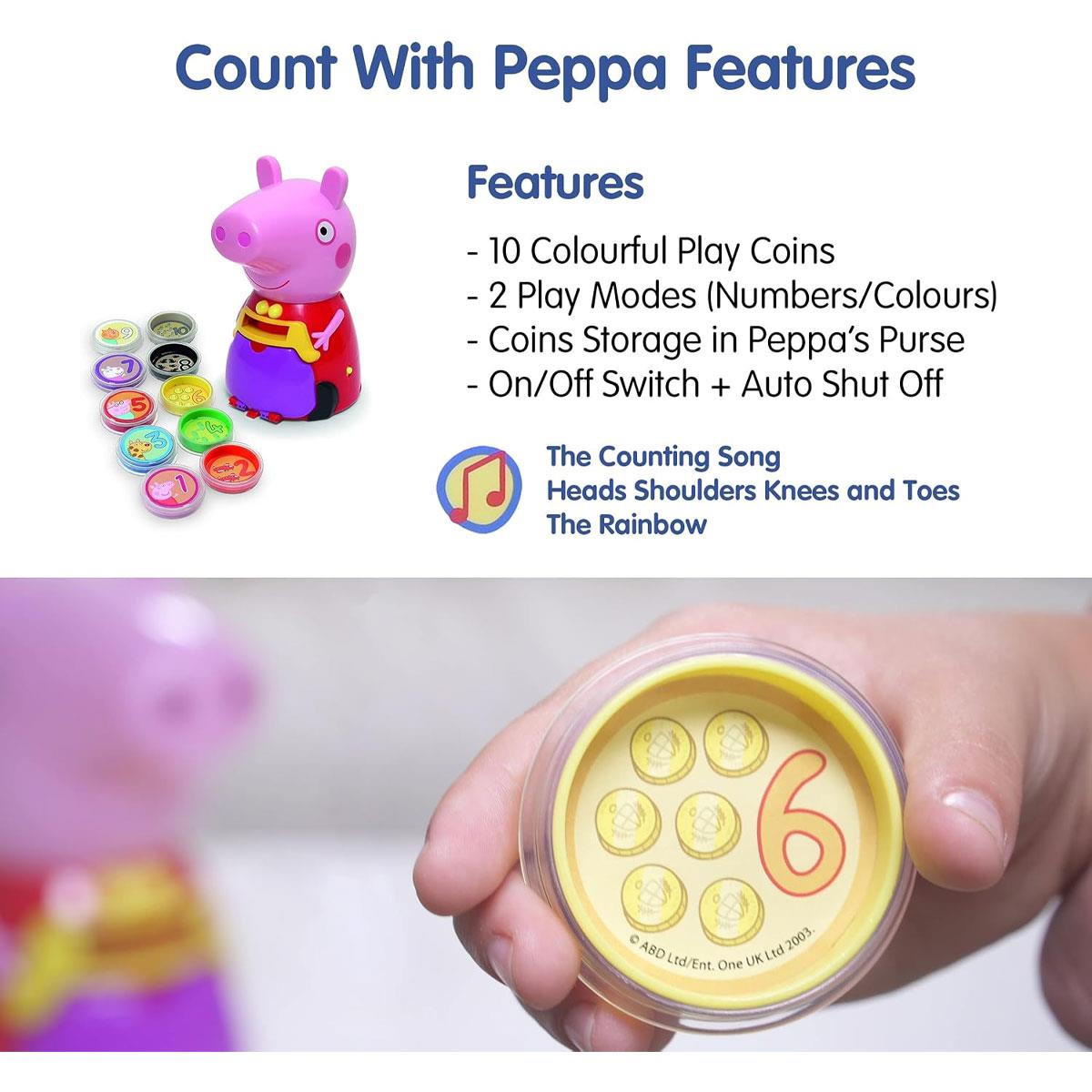Peppa Pig Count With Peppa Interactive Learning Toy Number & Colour Recognition Counting to 10 10 Coins Multicolor 3+ Years - Image 5