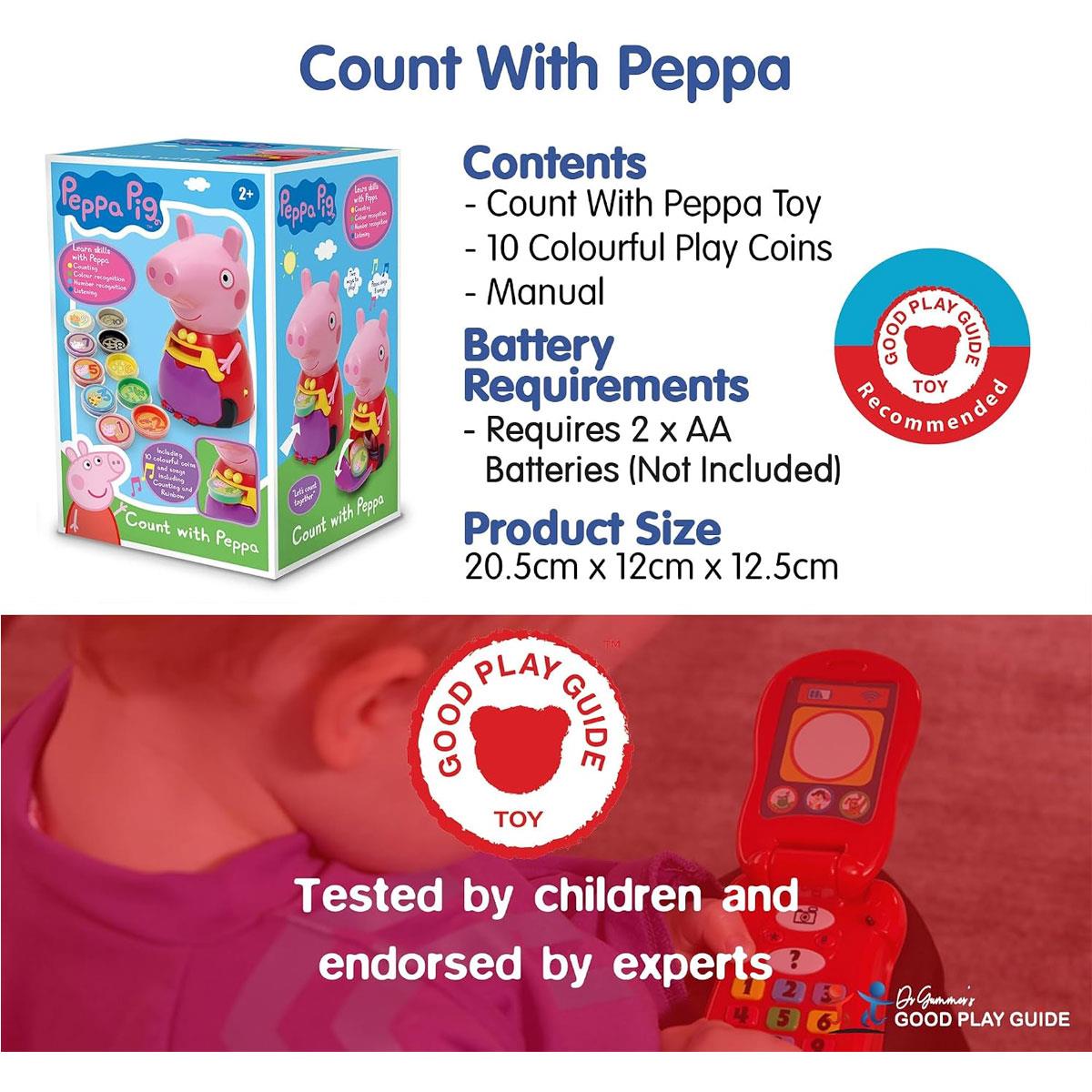 Peppa Pig Count With Peppa Interactive Learning Toy Number & Colour Recognition Counting to 10 10 Coins Multicolor 3+ Years - Image 6