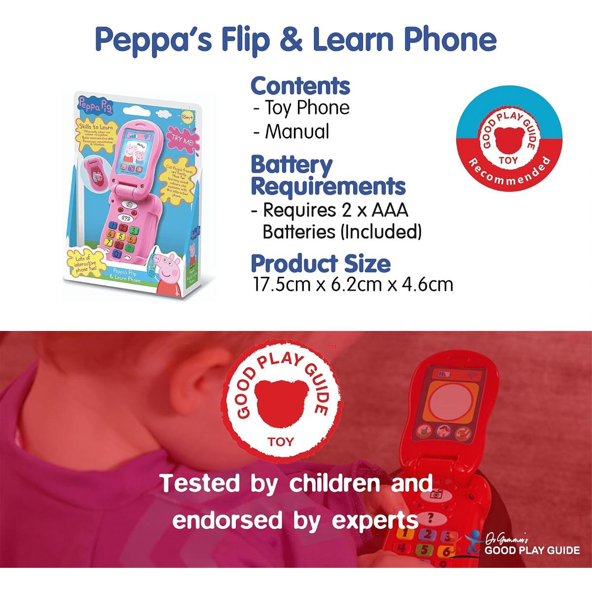 Peppa Pig Flip & Learn Toy Phone Interactive Educational Phone Colour & Number Recognition Multicolor 18 Months+ - Image 6