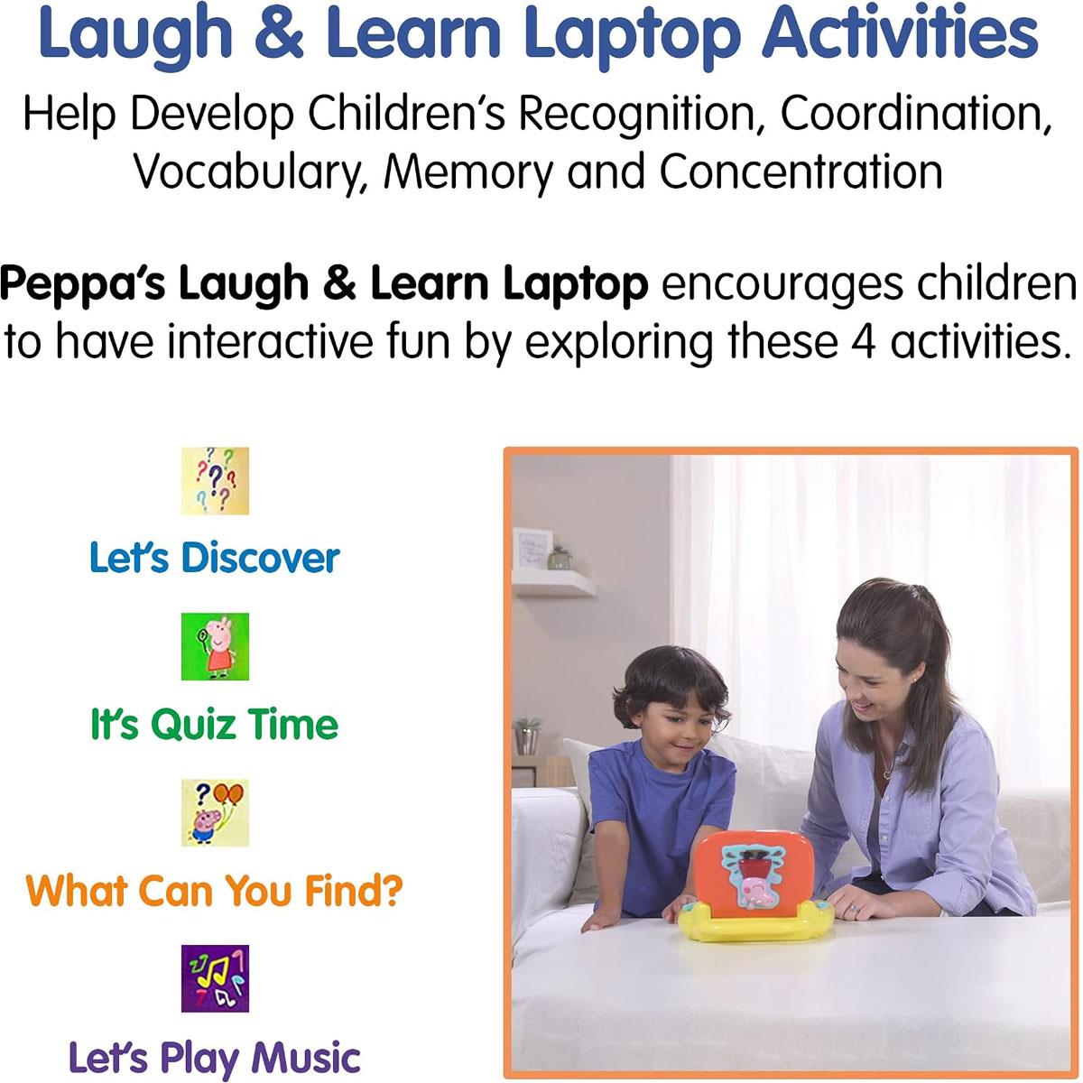 Peppa Pig Laugh & Learn Toy Laptop Interactive Learning Toy Multicolour 4 Activities Letters Numbers & Shapes 2+ Years - Image 4