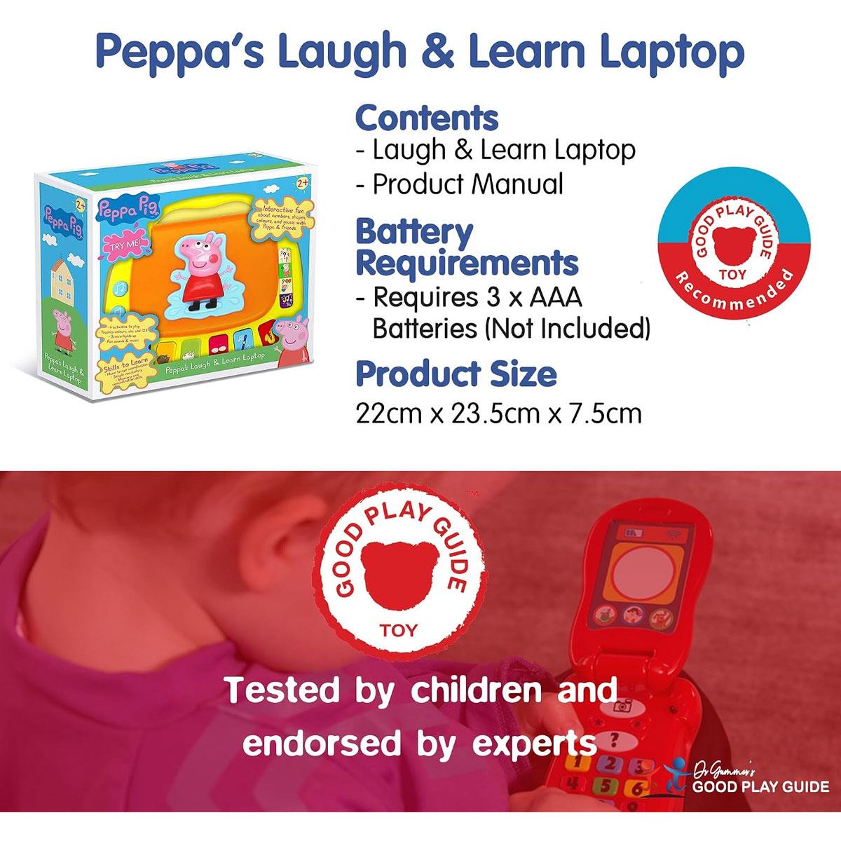 Peppa Pig Laugh & Learn Toy Laptop Interactive Learning Toy Multicolour 4 Activities Letters Numbers & Shapes 2+ Years - Image 6