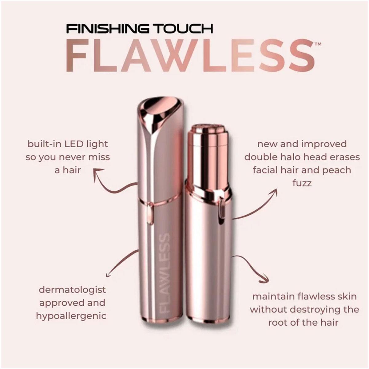 Finishing Touch Flawless Face 3.0 Facial Hair Remover Women Gold 18K Gold-Plated LED Trimmer - Image 4