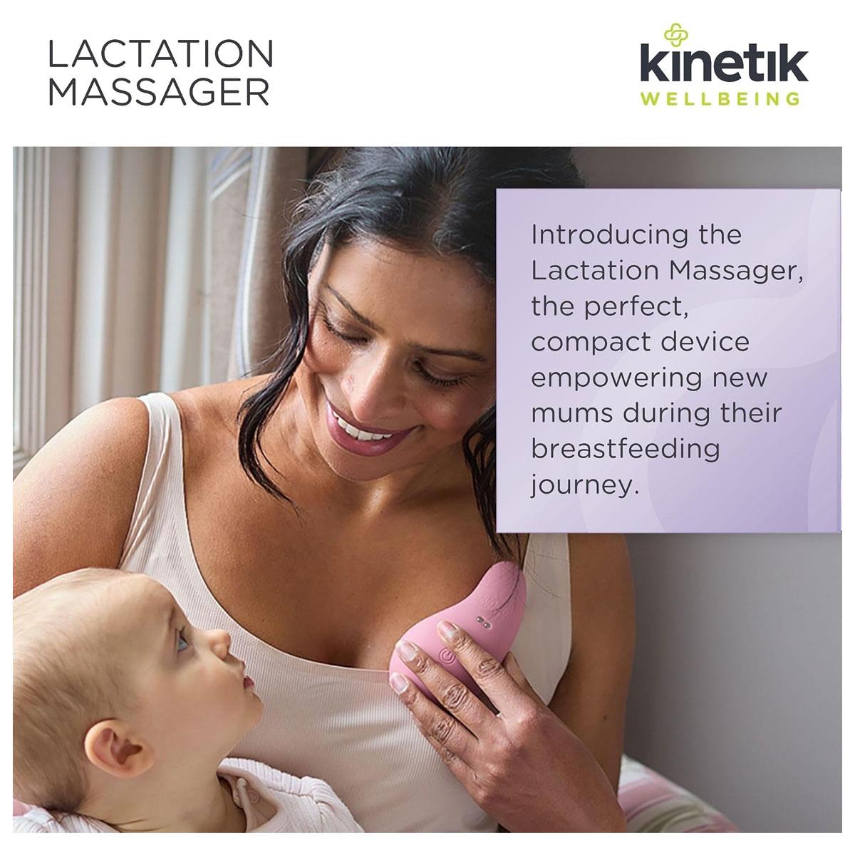 Kinetik Wellbeing Lactation Massager Breastfeeding Pain Relief Device with 10 Vibration Modes and 3 Heat Settings Rechargeable Pink - Image 4