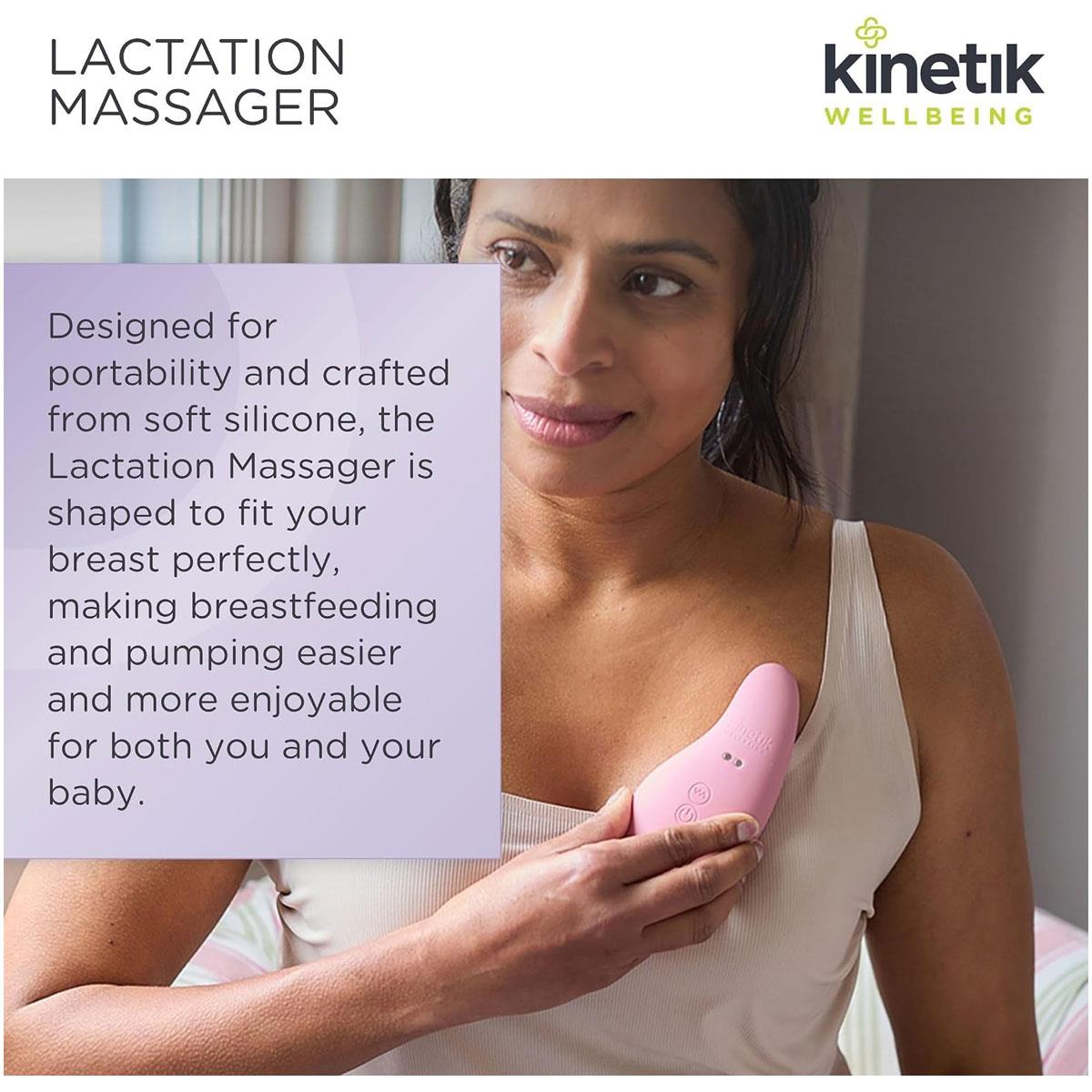 Kinetik Wellbeing Lactation Massager Breastfeeding Pain Relief Device with 10 Vibration Modes and 3 Heat Settings Rechargeable Pink - Image 6