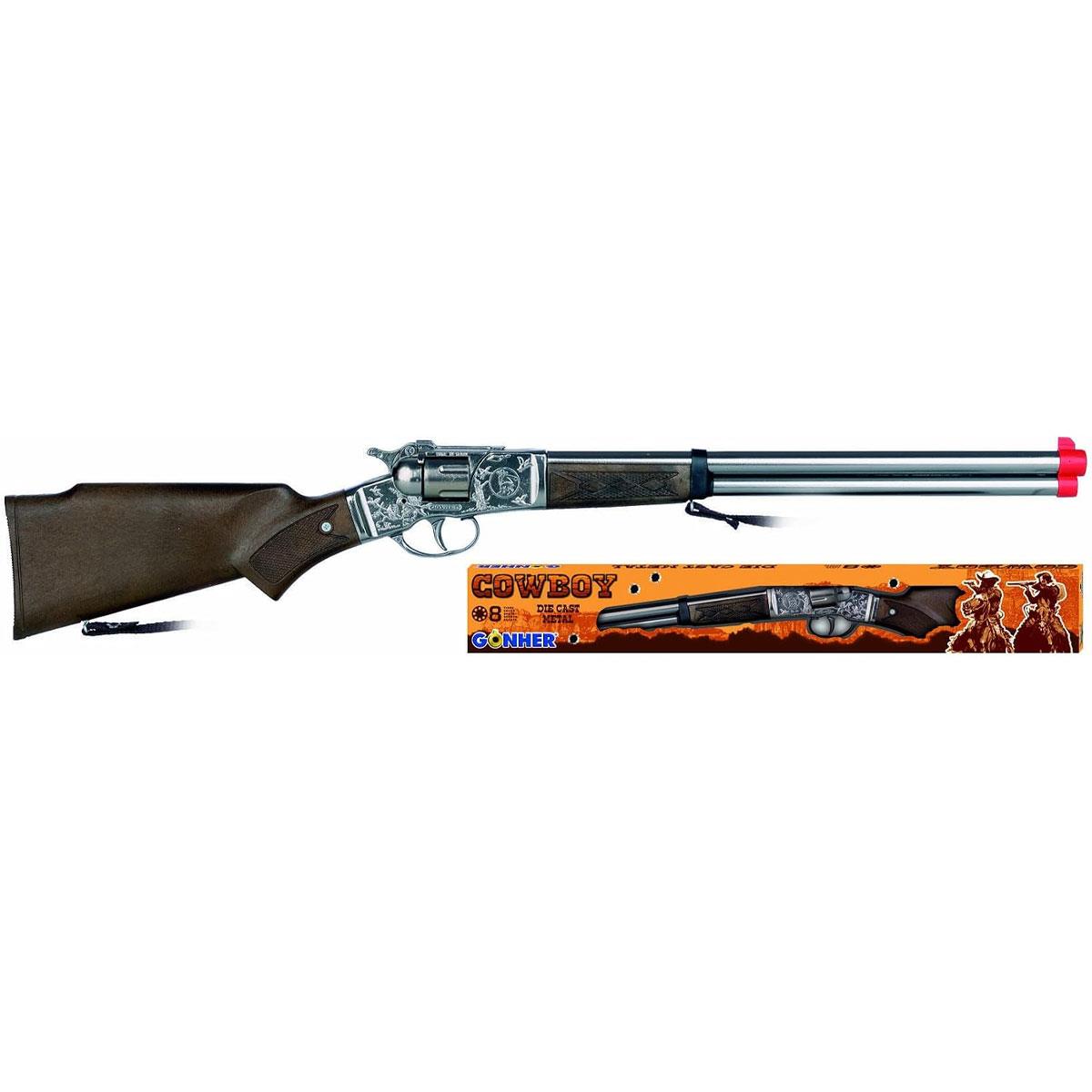 Peterkin 8 Shot Cowboy Toy Rifle 98/0 Die-Cast Metal Silver with Wood-Effect Stock 63 cm Ages 3+