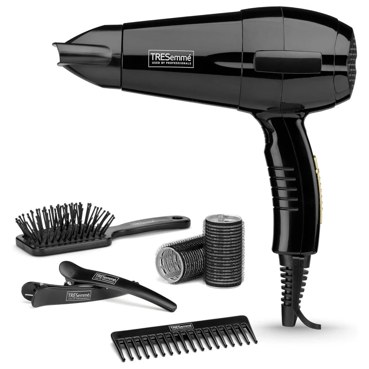 TRESemme Hair Dryer Styling Kit 2000W Ceramic 3 Heat Settings Concentrator Rollers Comb Clips And Mini Paddle Brush