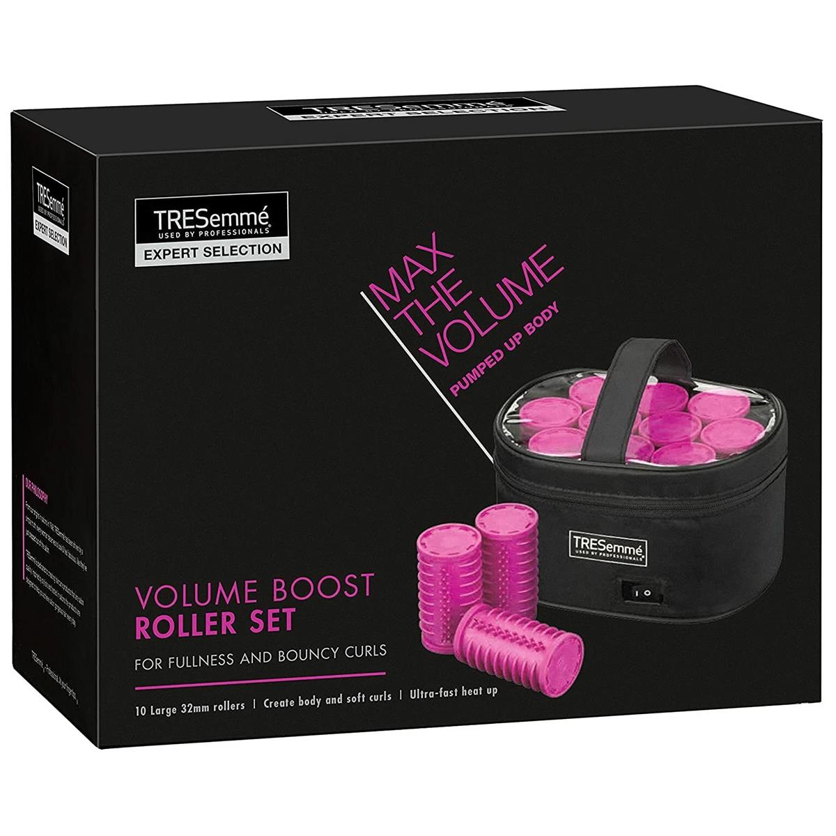 TRESemme Volume Heated Rollers 32mm 10 Piece Pink Set 125°C Dual Voltage Metal Pins And Storage Pouch - Image 4