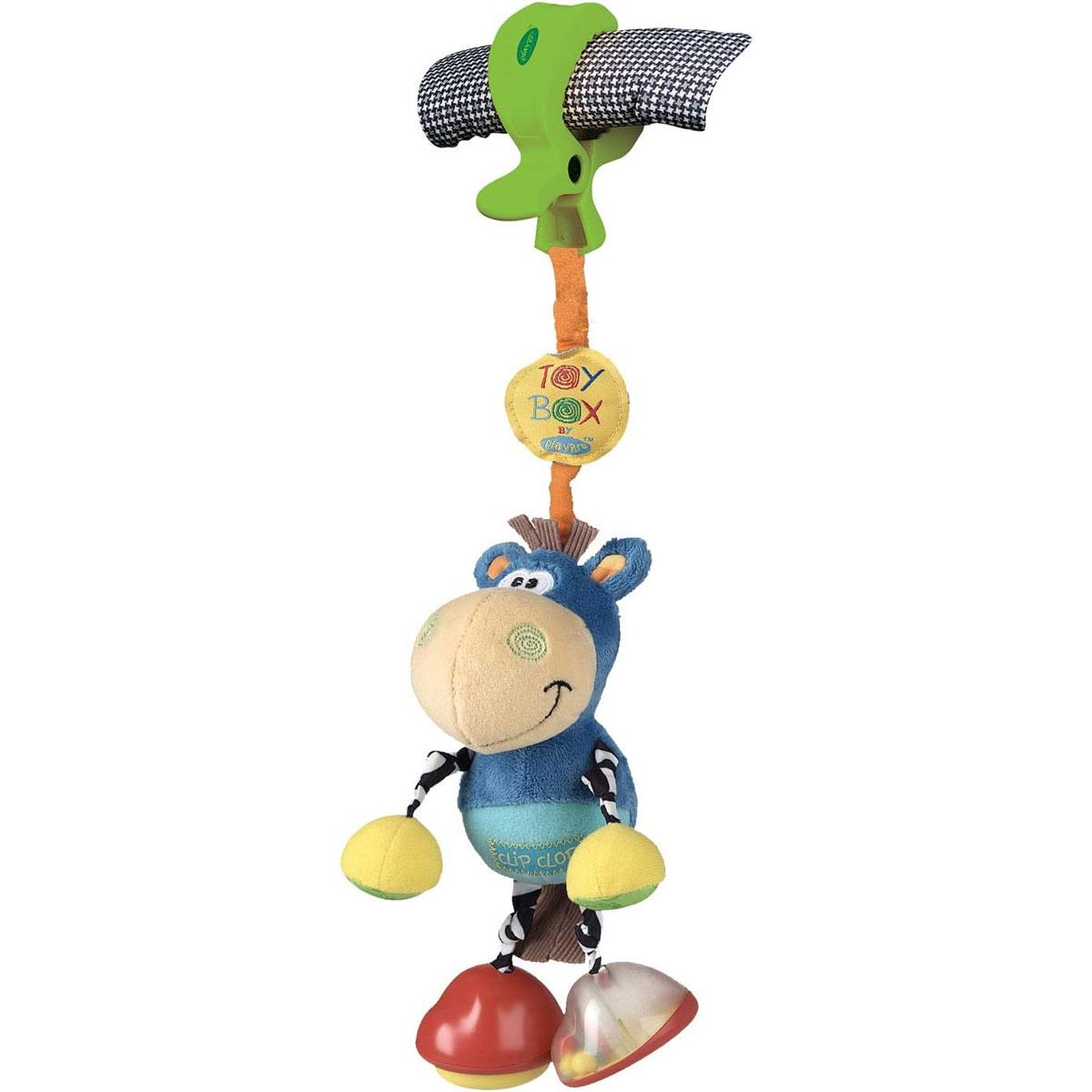Playgro Clip Clop Horse Baby Pram Toy with Rattle Mirror & Squeaker Multicolor Plush Activity Toy 1 Count