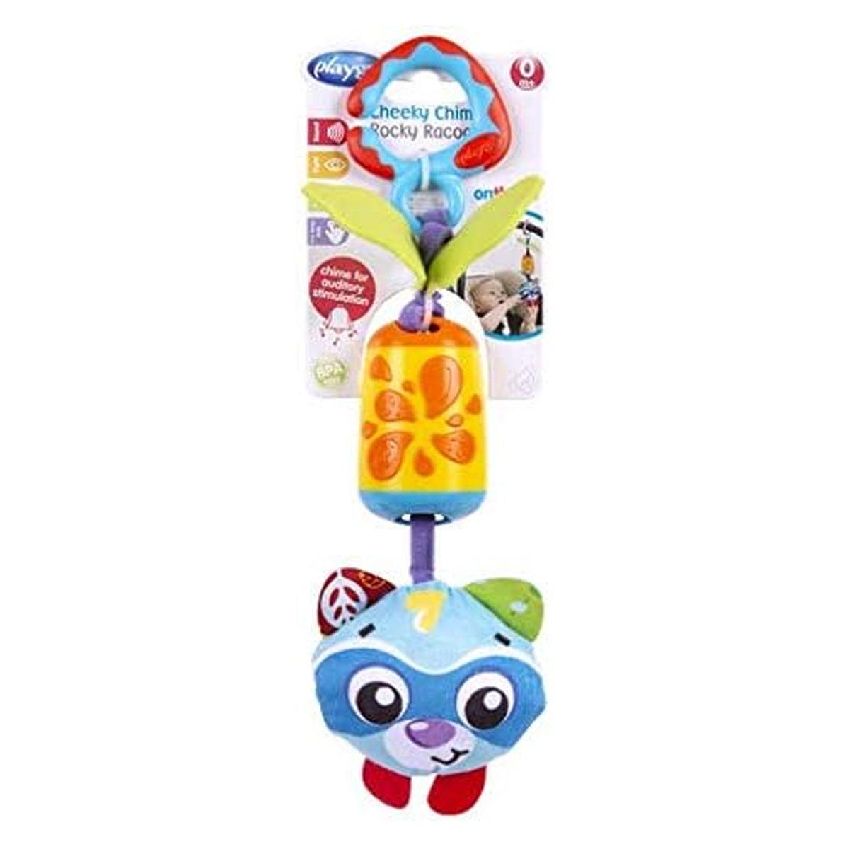 Playgro Baby Hanging Activity Toy Cheeky Chime Rocky Racoon Plush Rattle Multicolor 0 Months+ - Image 3