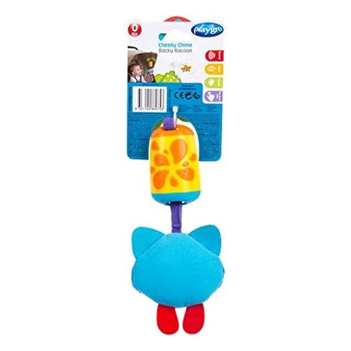 Playgro Baby Hanging Activity Toy Cheeky Chime Rocky Racoon Plush Rattle Multicolor 0 Months+ - Image 4