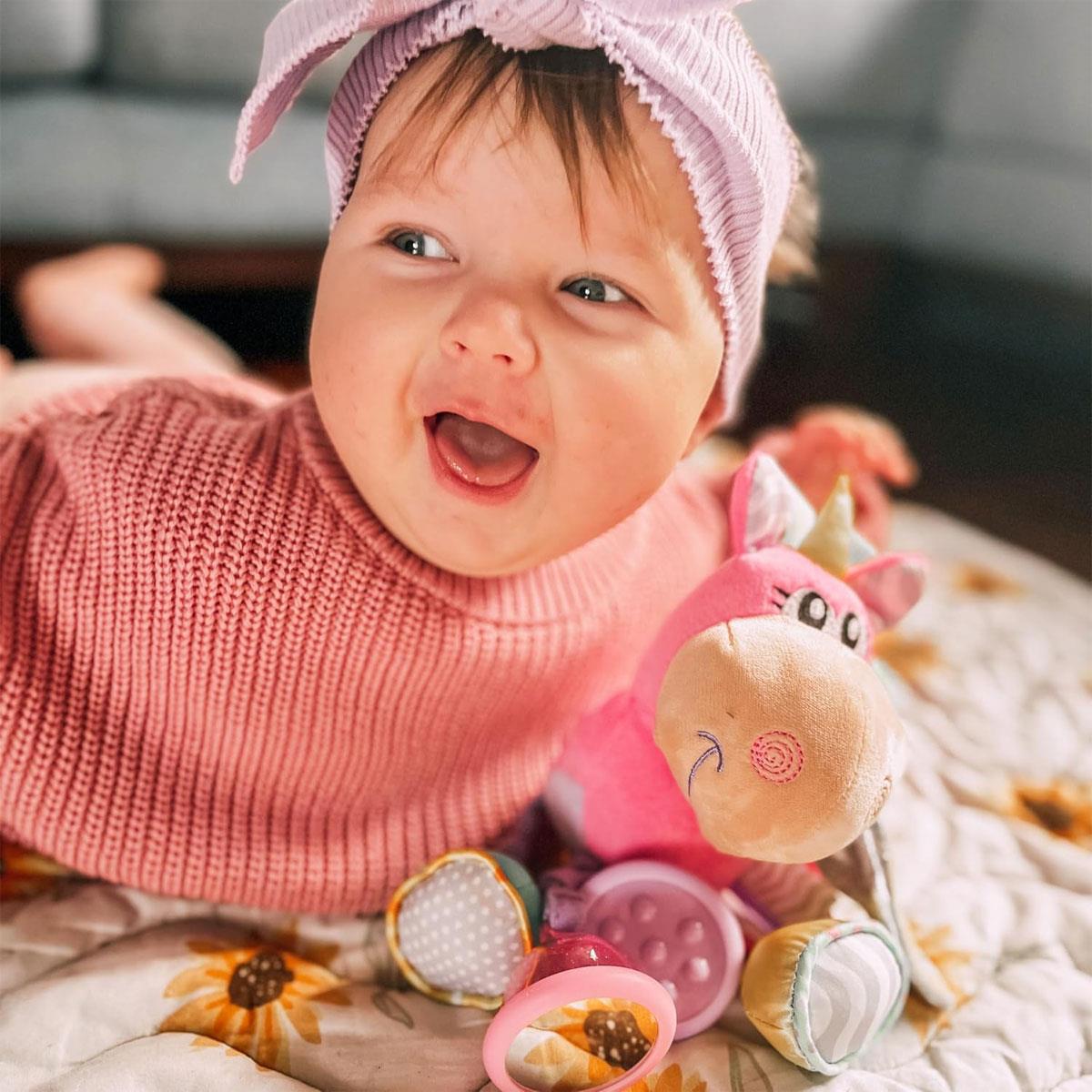 Playgro Unicorn Activity Rattle Clip Clop Pink Baby Teething & Sensory Toy 3+ Months - Image 2