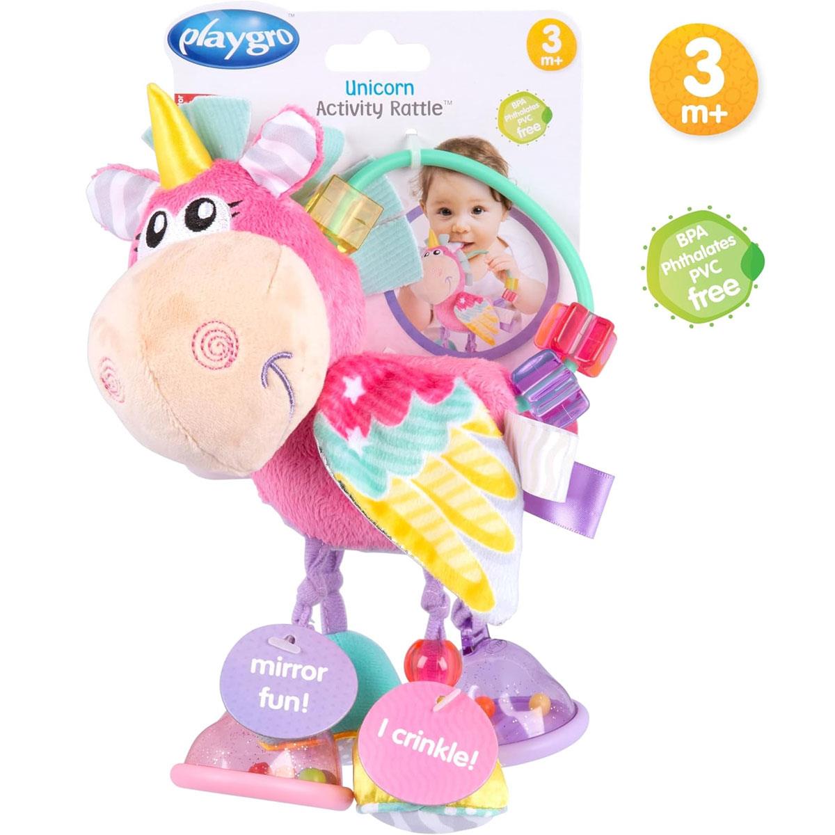 Playgro Unicorn Activity Rattle Clip Clop Pink Baby Teething & Sensory Toy 3+ Months - Image 6