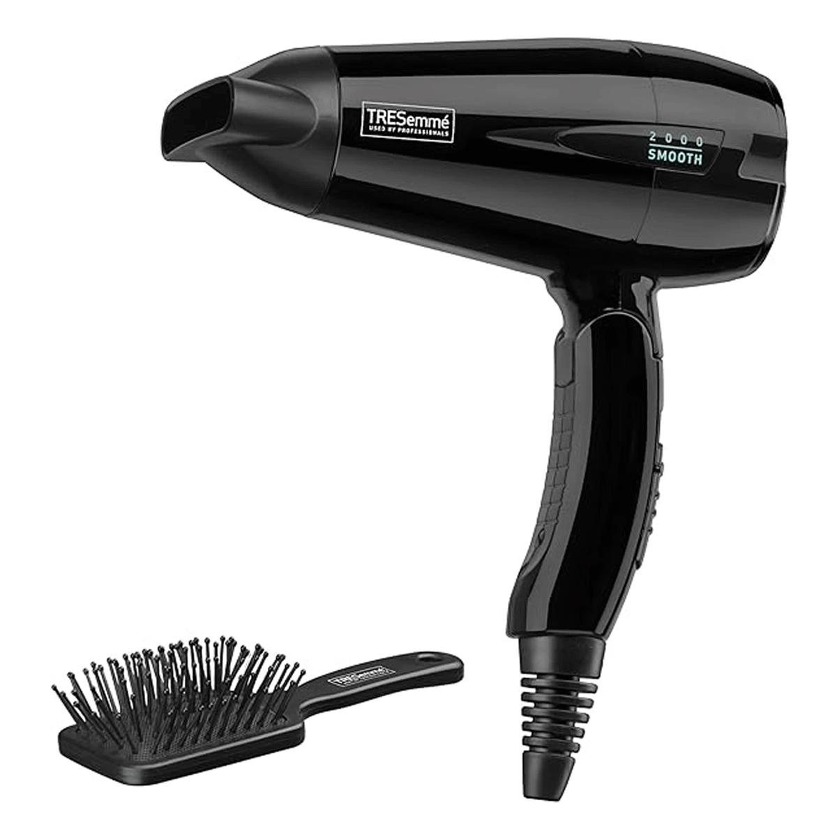 TRESemme Smooth Lustre Travel Hair Dryer 2000W Dual Voltage Folding Handle Mini Brush And Concentrator Black - Image 2