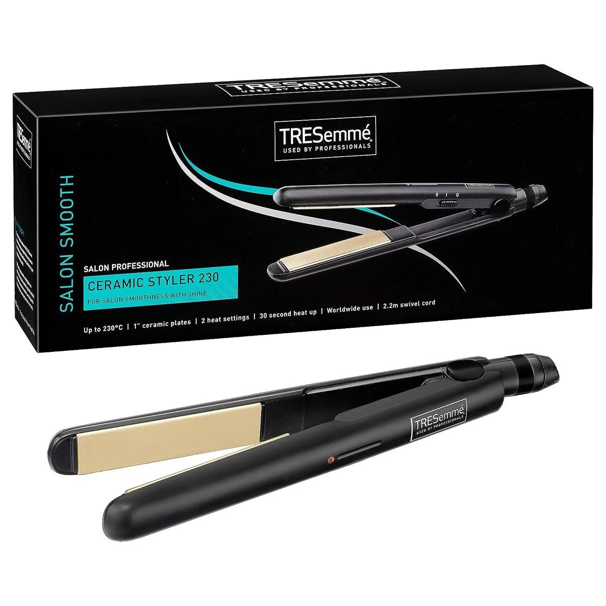TRESemme Ceramic Styler 230 Hair Straightener 1 Inch Floating Ceramic Plates 2 Heat Settings Black