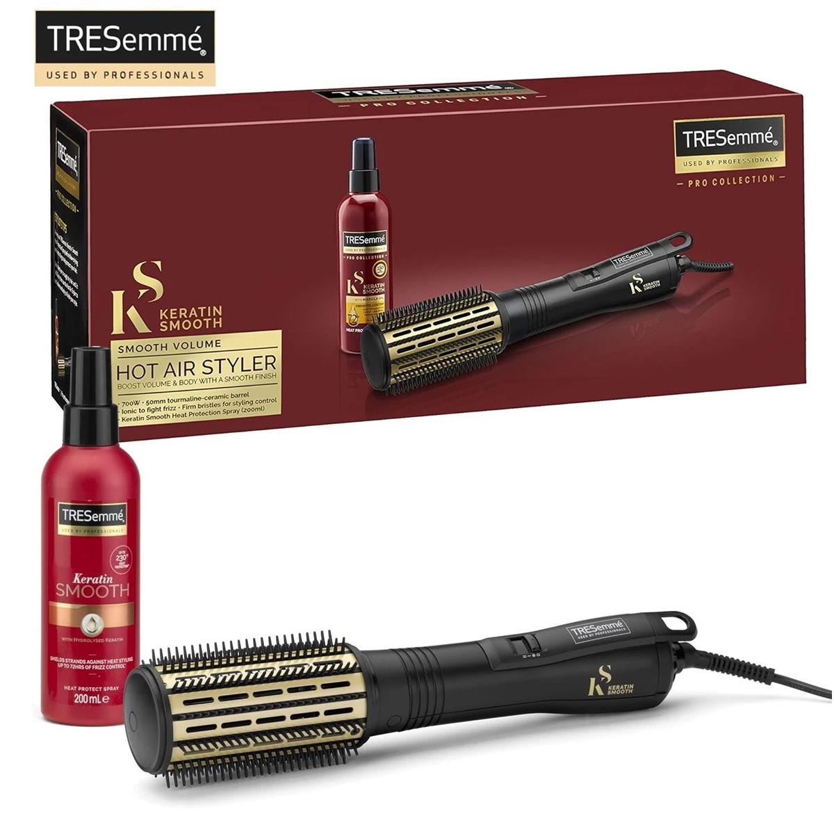 TRESemme Keratin Smooth Volume Hot Air Styler 700W Heat Settings 200ml Spray Set