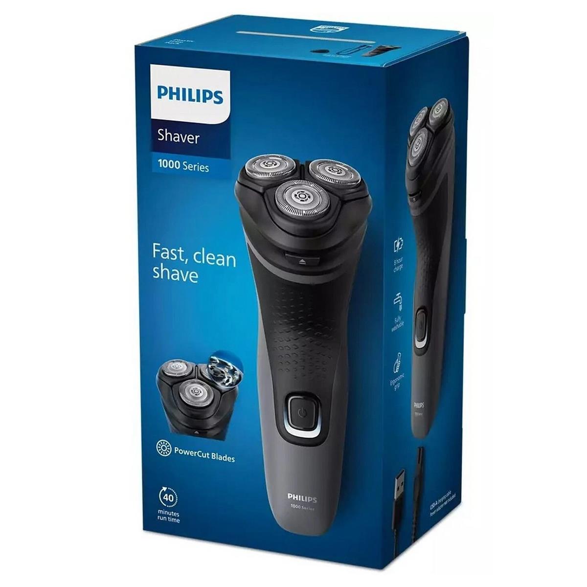 Philips 1000 Series Wet And Dry Electric Shaver 27 Self-Sharpening PowerCut Blades 4D Flex Heads USB Rechargeable Black - Image 3