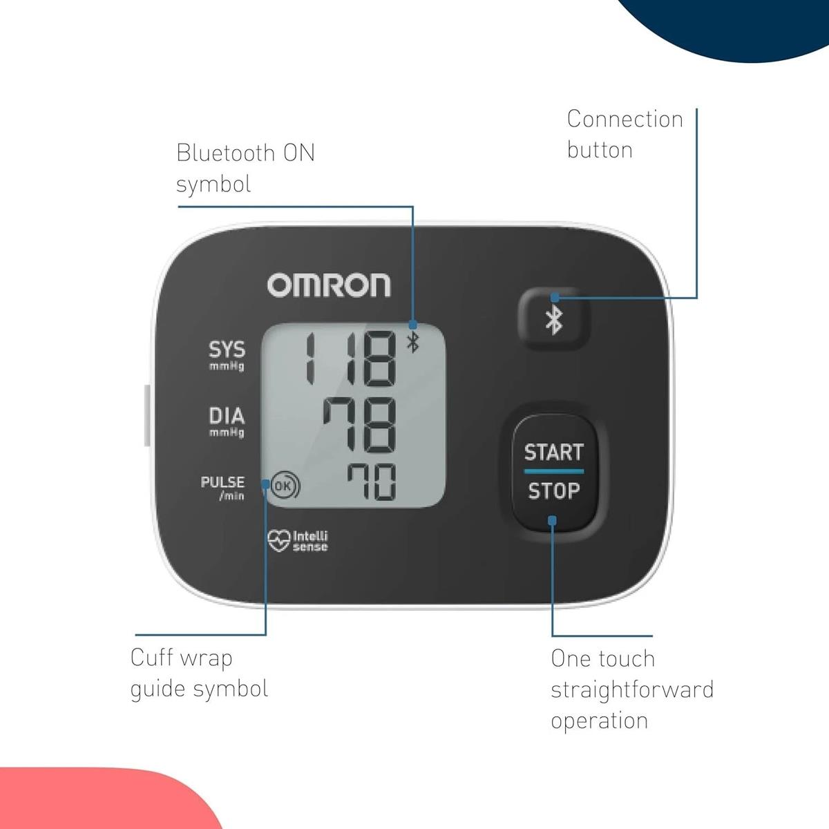 Omron RS3 Intelli IT Wrist Blood Pressure Monitor Bluetooth 30 Reading Memory 13.5 - 21.5cm Cuff LCD Display - Image 6