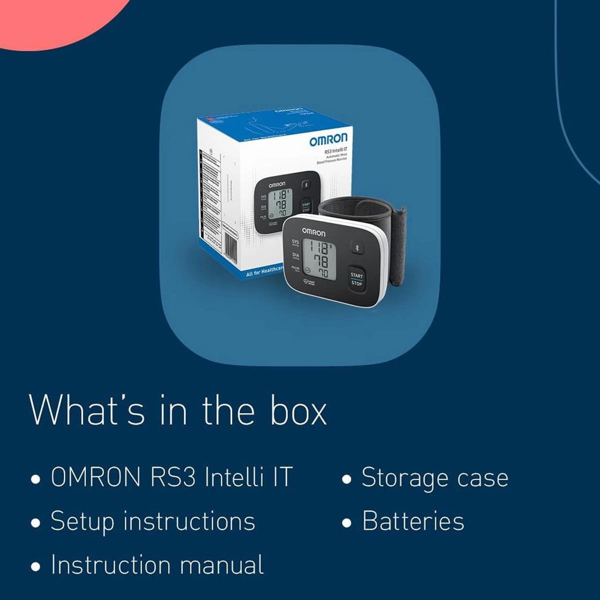 Omron RS3 Intelli IT Wrist Blood Pressure Monitor Bluetooth 30 Reading Memory 13.5 - 21.5cm Cuff LCD Display - Image 7