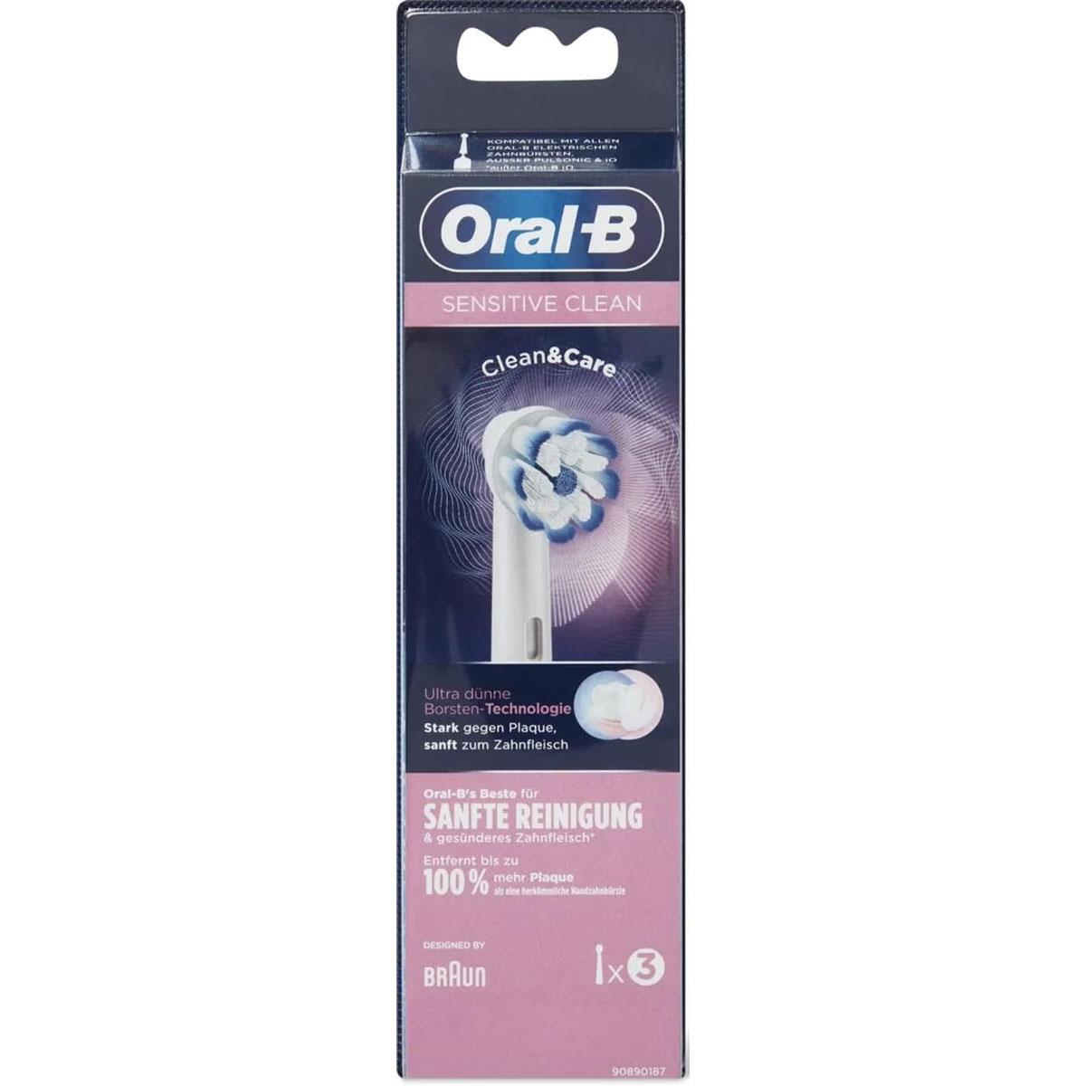 Oral-B Sensitive Clean Replacement Electric Toothbrush Heads 3 Pack Extra Soft Nylon Bristles Adult White - Image 4