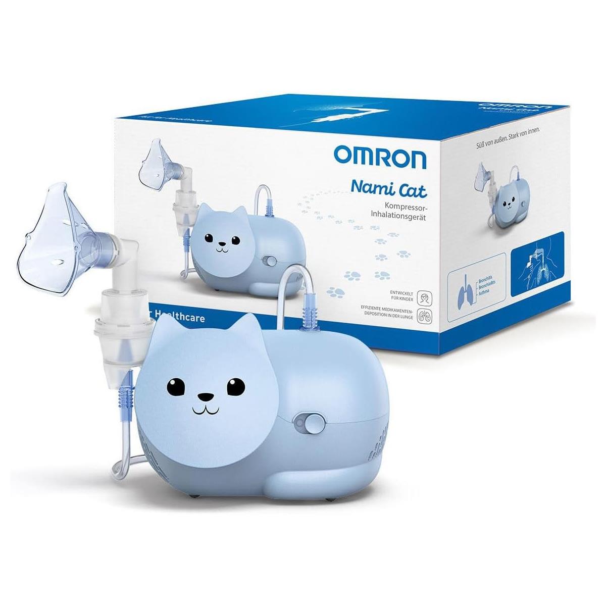 Omron Nami Cat Nebuliser Child Friendly Compressor Nebuliser 2 - 12ml Capacity Lower Airway Therapy Cat Design
