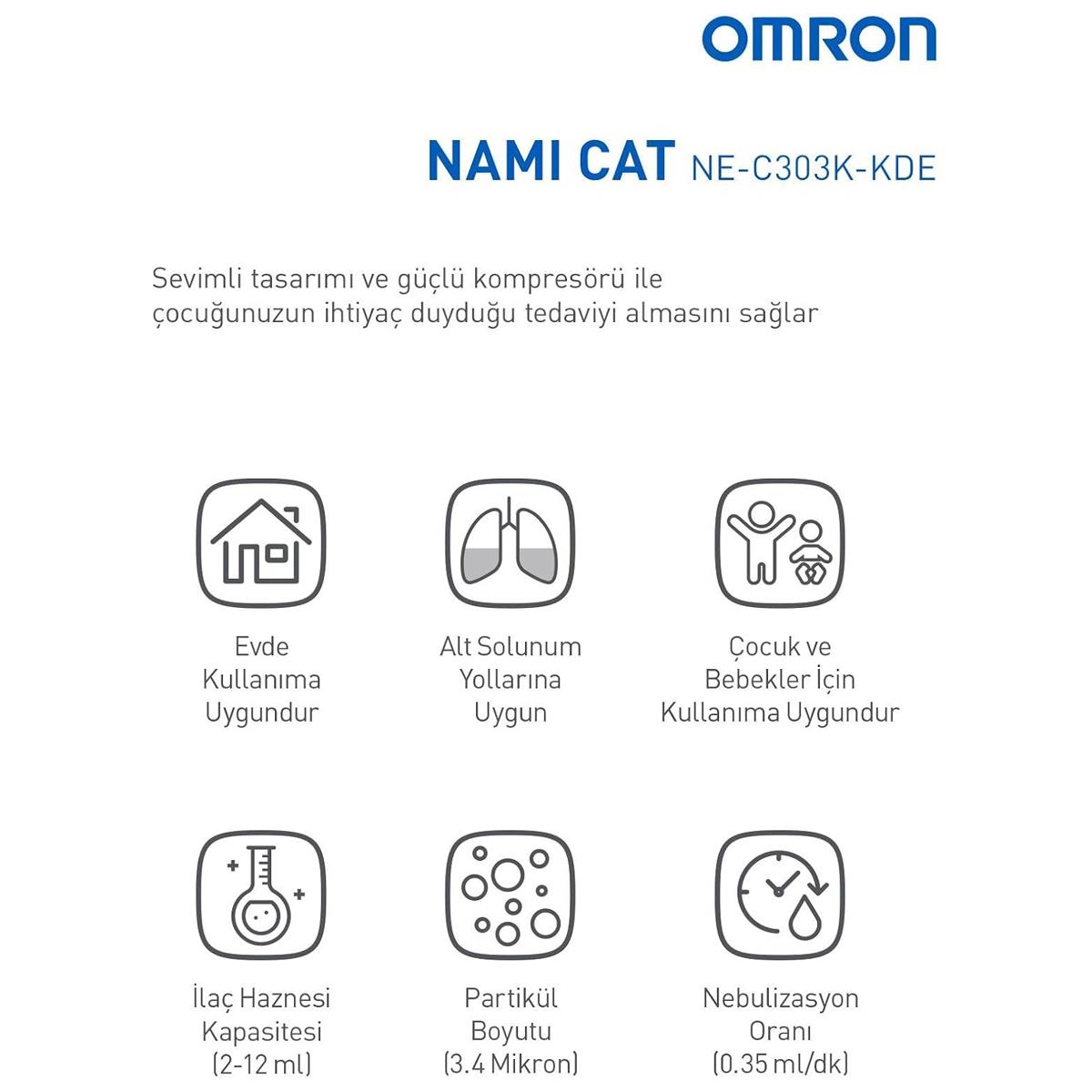 Omron Nami Cat Nebuliser Child Friendly Compressor Nebuliser 2 - 12ml Capacity Lower Airway Therapy Cat Design - Image 4
