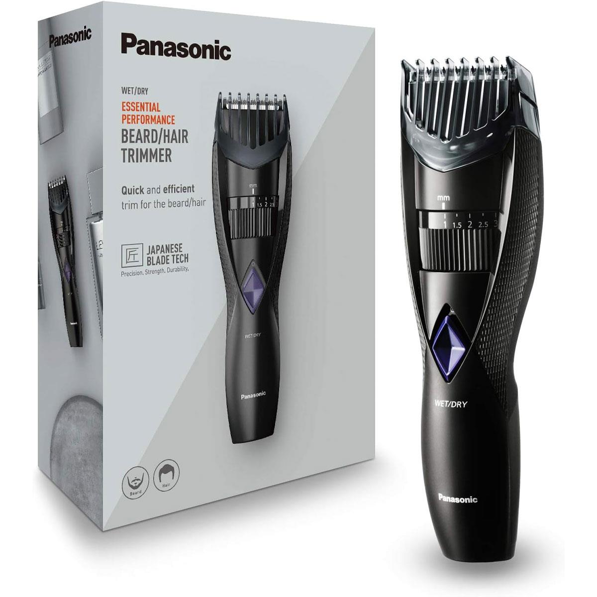 Panasonic Wet & Dry Beard Trimmer for Men 20 Cutting Lengths 0.5-10mm Stainless Steel Blades Black 3-Pin Plug
