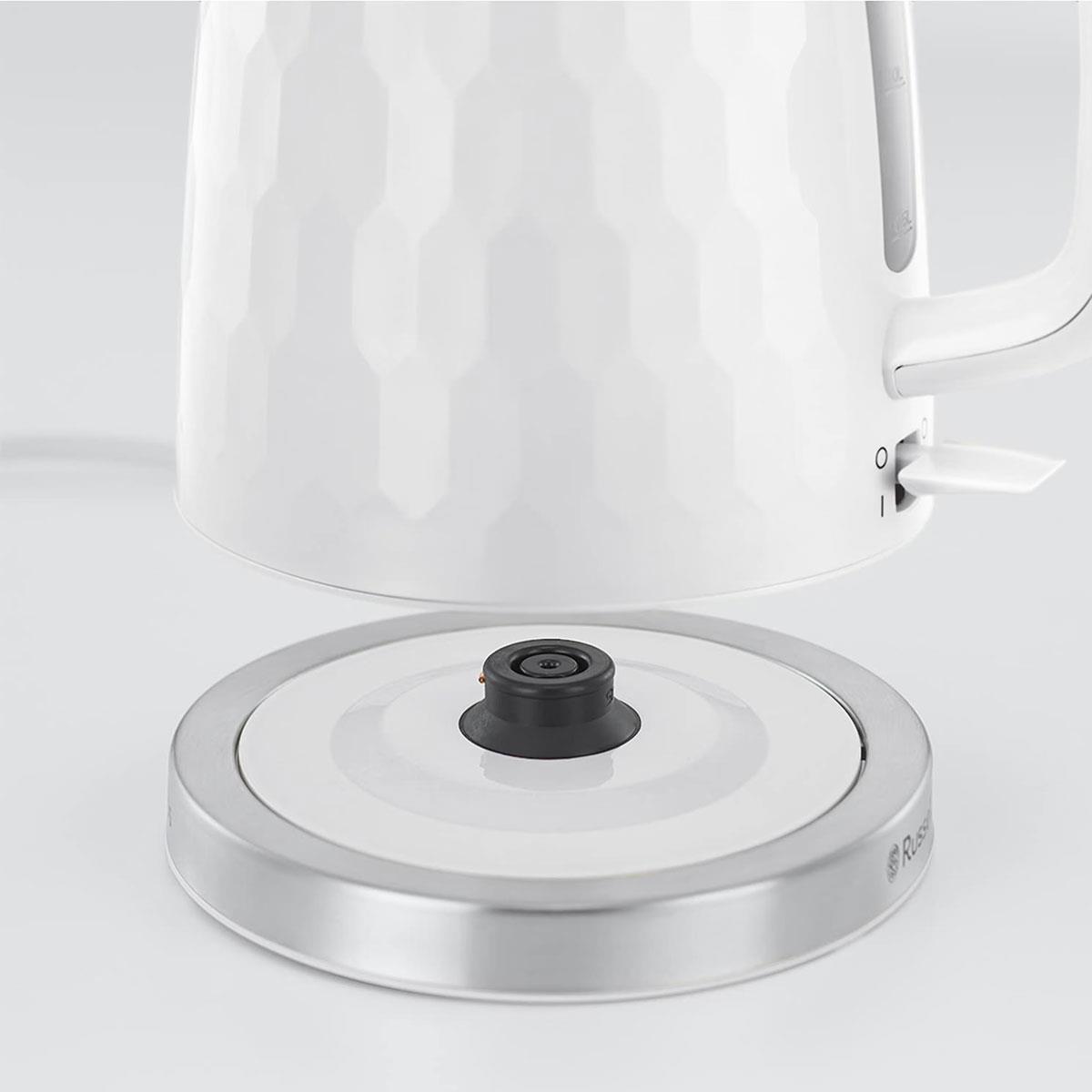 Russell Hobbs Honeycomb Electric Kettle 1.7L 3000W White Cordless 360° Base - Image 7