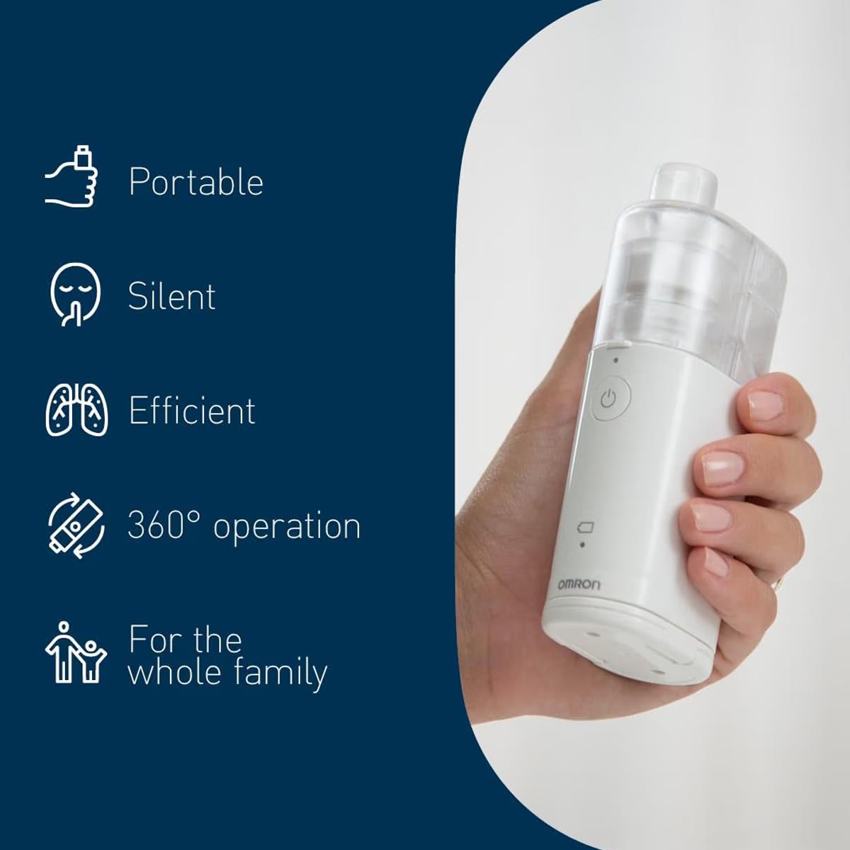 Omron MicroAir Portable Mesh Nebuliser Silent Battery Operated 360° Use Adult And Child Masks Compact - Image 6