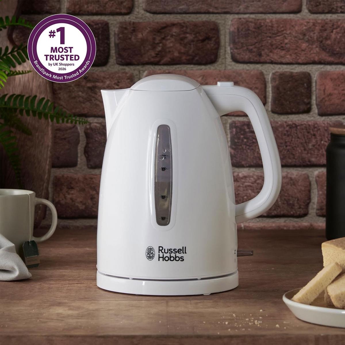 Russell Hobbs Electric Kettle Textures 1.7L 3000W Rapid Boil Cordless White - Image 2