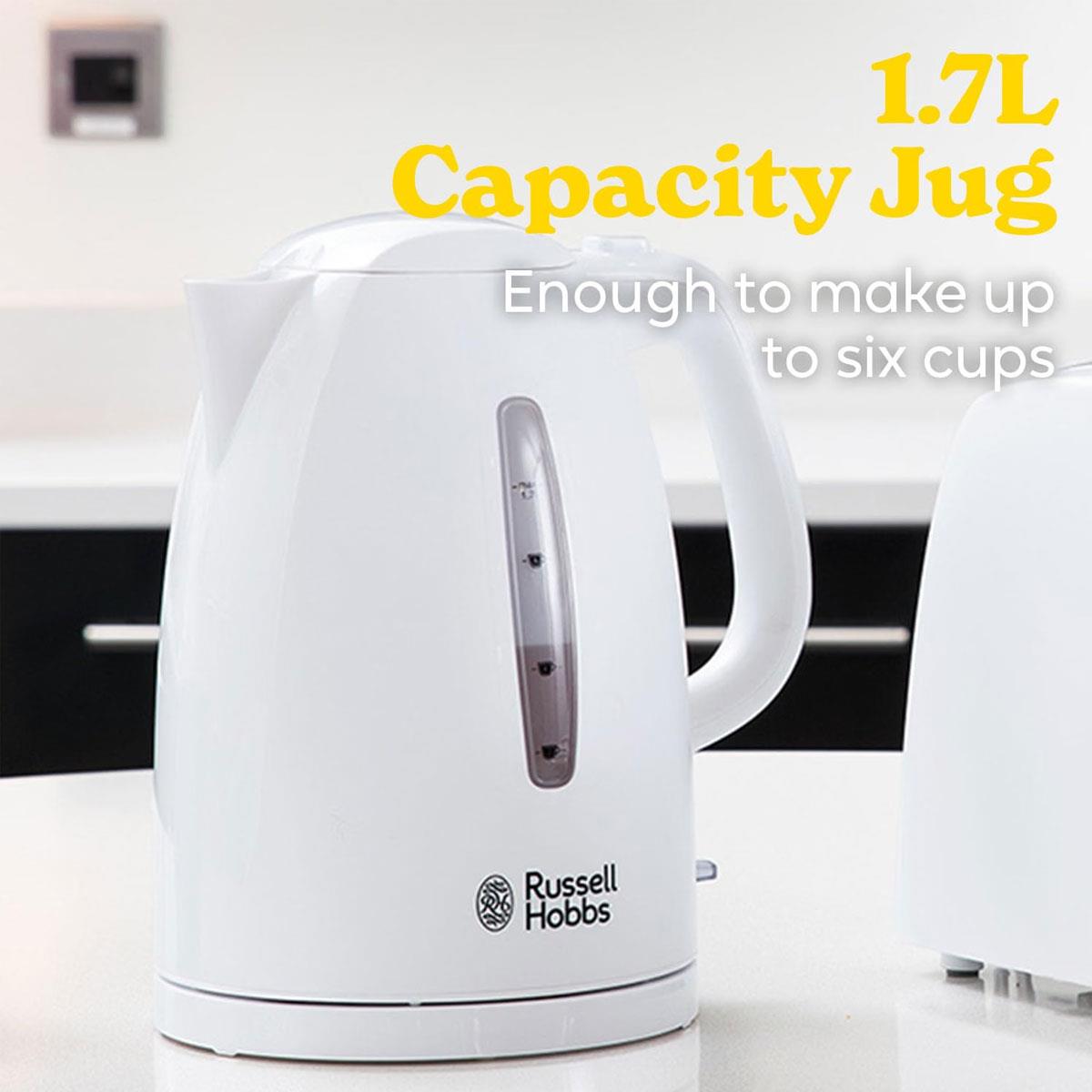 Russell Hobbs Electric Kettle Textures 1.7L 3000W Rapid Boil Cordless White - Image 3