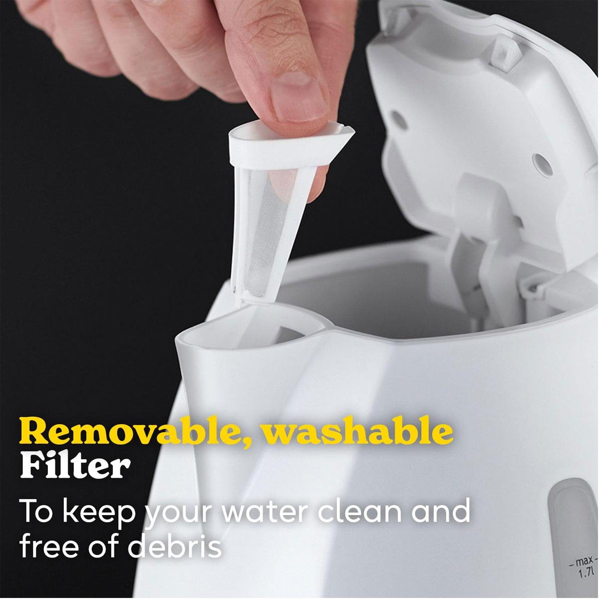 Russell Hobbs Electric Kettle Textures 1.7L 3000W Rapid Boil Cordless White - Image 4