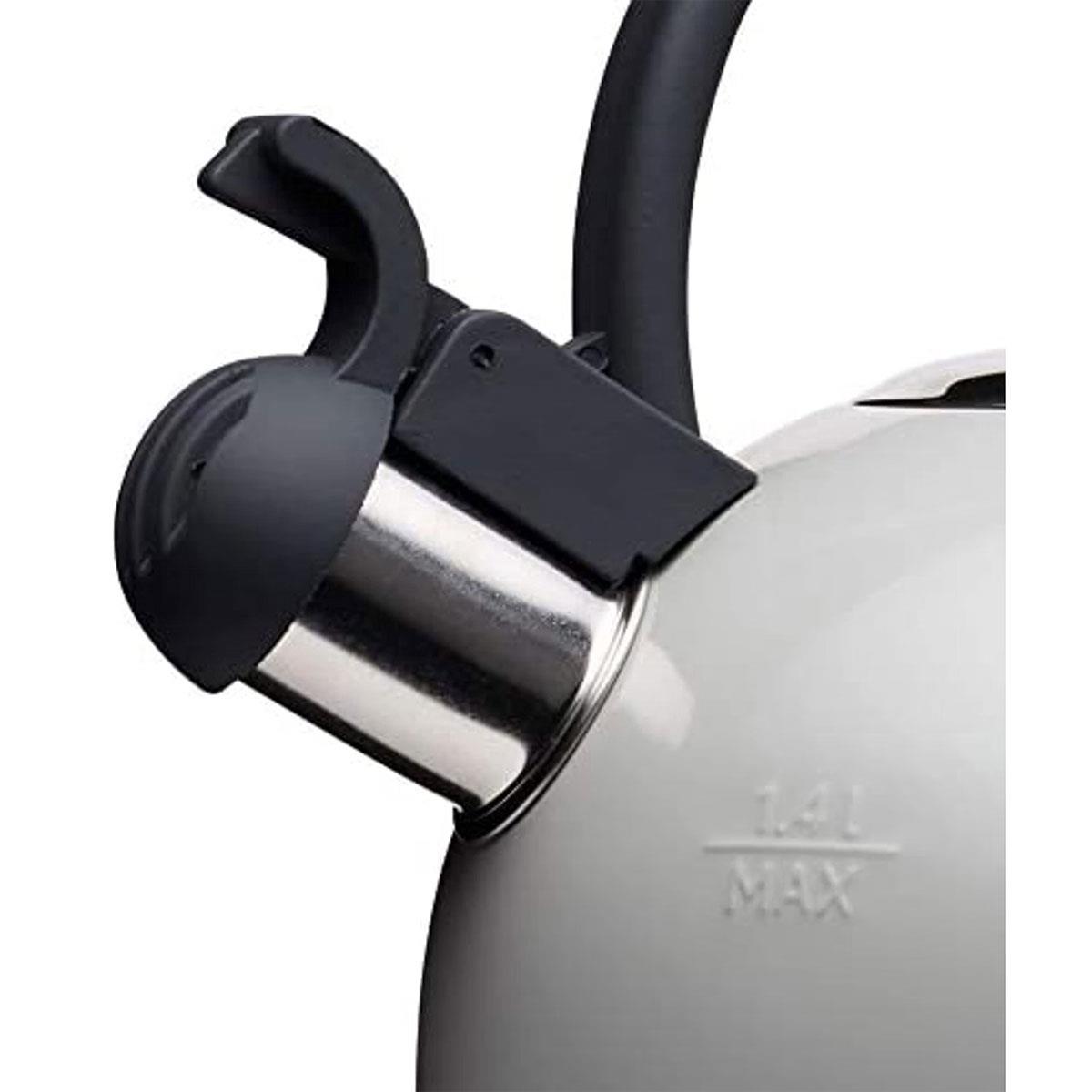 KitchenCraft Stovetop Whistling Kettle Living Nostalgia Stainless Steel 1.3L French Grey Induction - Image 6