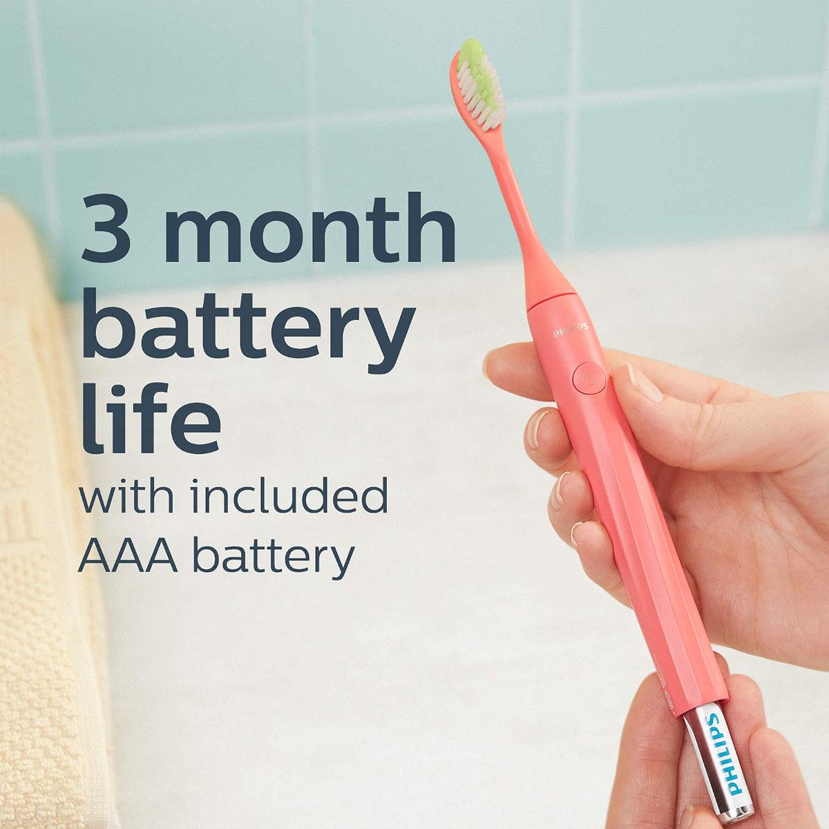 Philips Sonicare One Battery Toothbrush Miami Coral 3 Brush Heads Travel Case AAA Battery - Image 4
