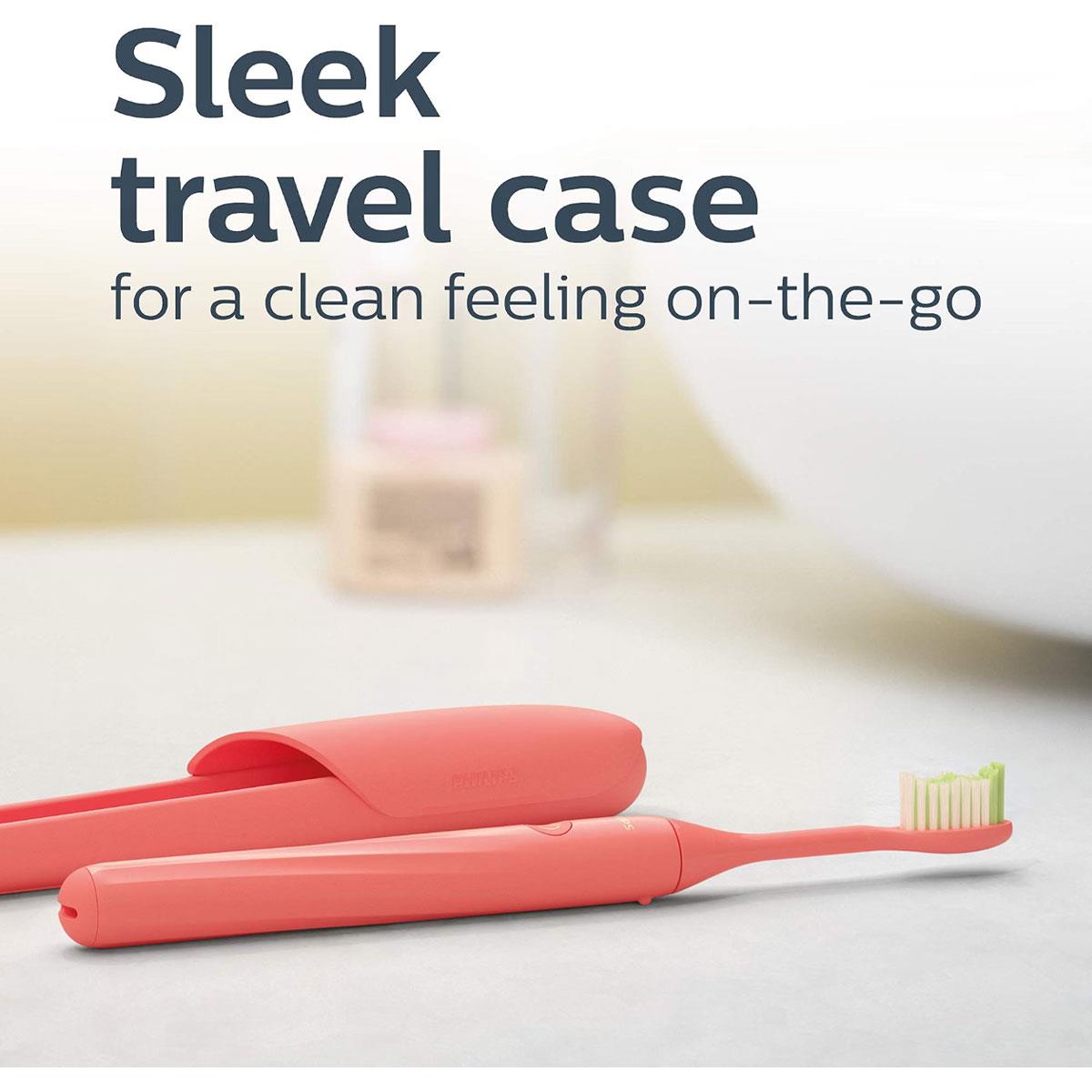 Philips Sonicare One Battery Toothbrush Miami Coral 3 Brush Heads Travel Case AAA Battery - Image 6