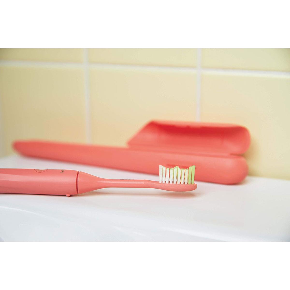 Philips Sonicare One Battery Toothbrush Miami Coral 3 Brush Heads Travel Case AAA Battery - Image 11